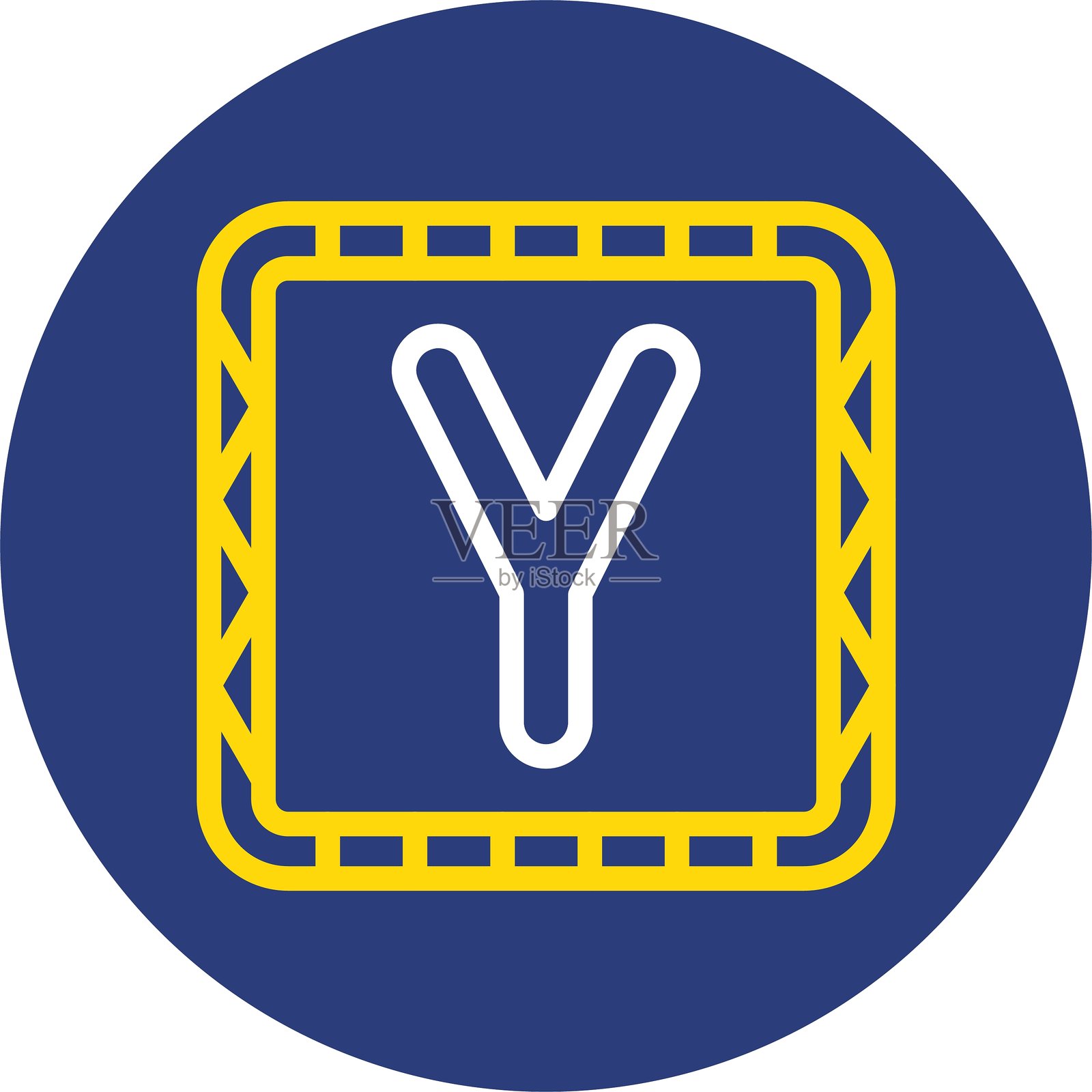 Y双线圆形图标插画图片素材