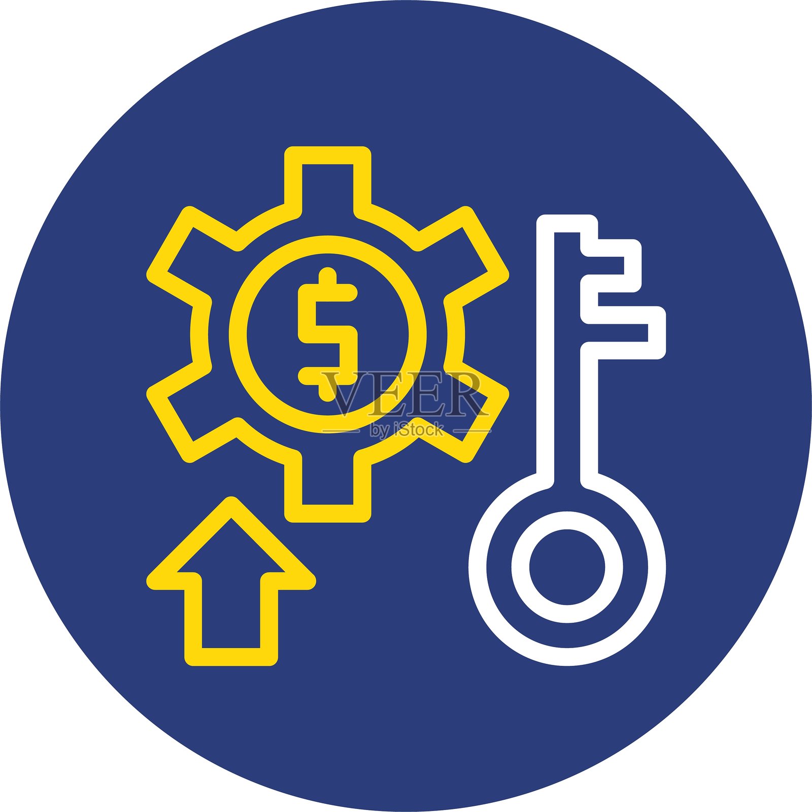 成功关键双线圆圈图标插画图片素材