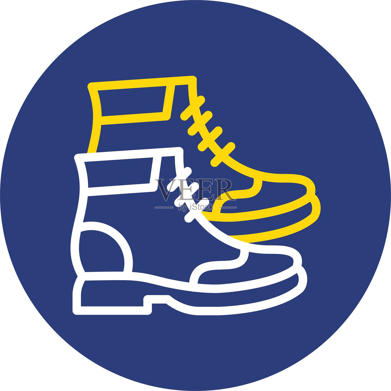 雪地靴双线圆形图标插画图片素材