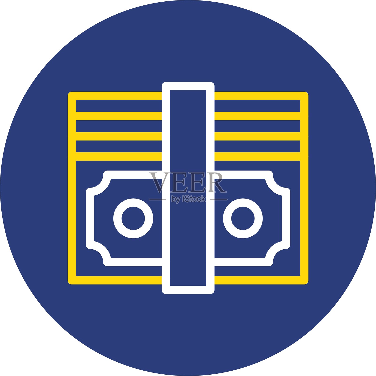 美元堆叠双线圆形图标插画图片素材