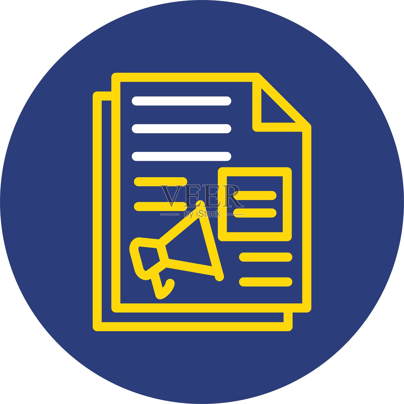 新闻稿双线圆圈图标插画图片素材