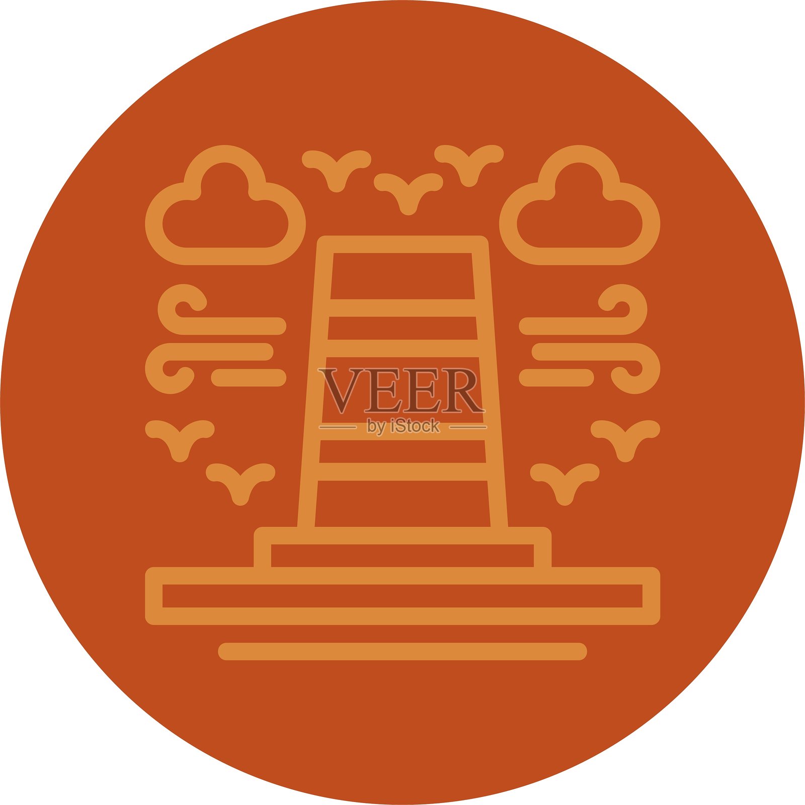 交通锥线条多色图标插画图片素材