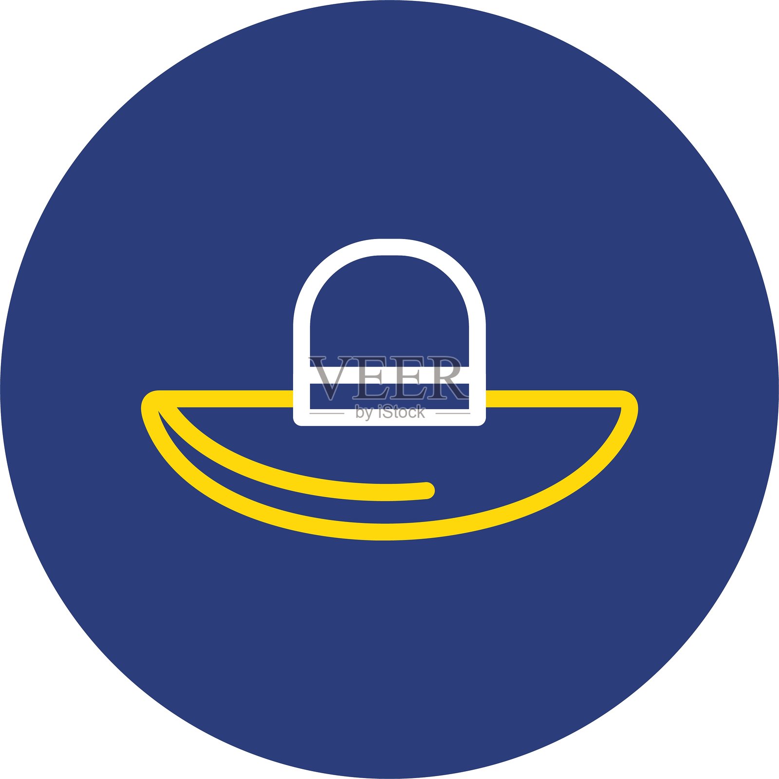 双线圆形图标的太阳帽插画图片素材