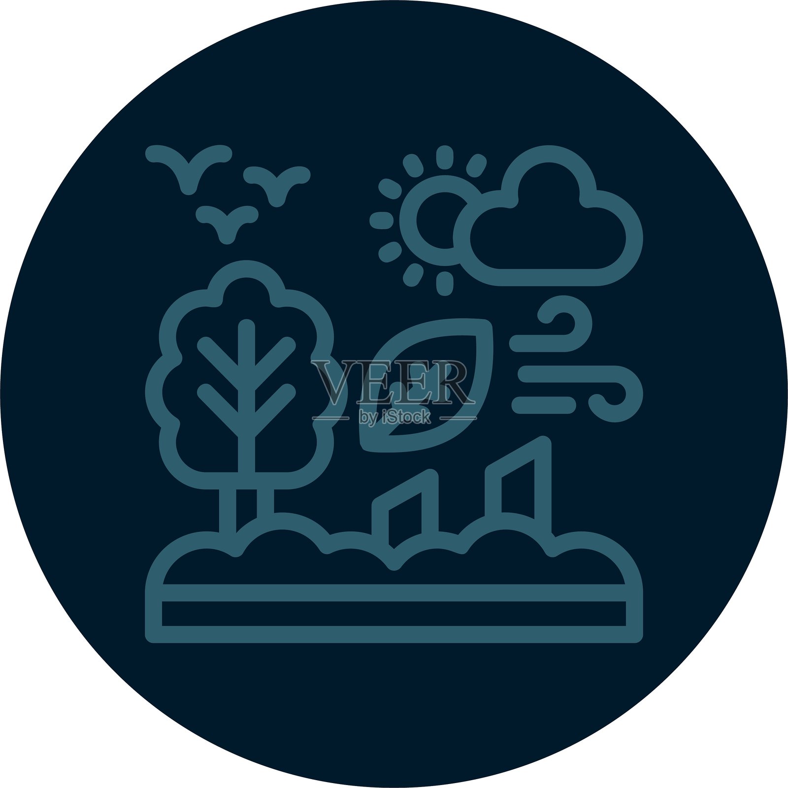 森林砍伐线多色图标插画图片素材