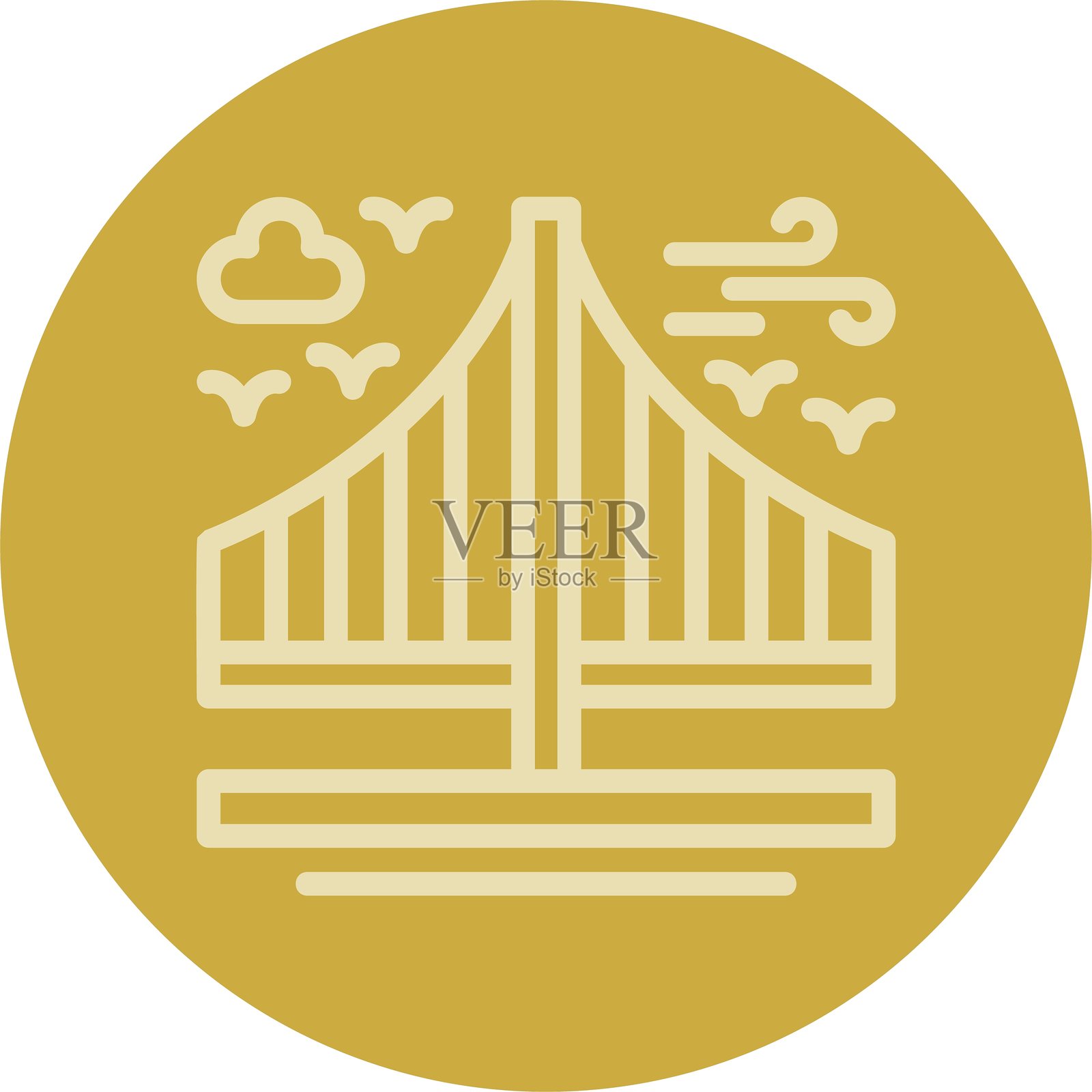 桥梁线多色图标插画图片素材