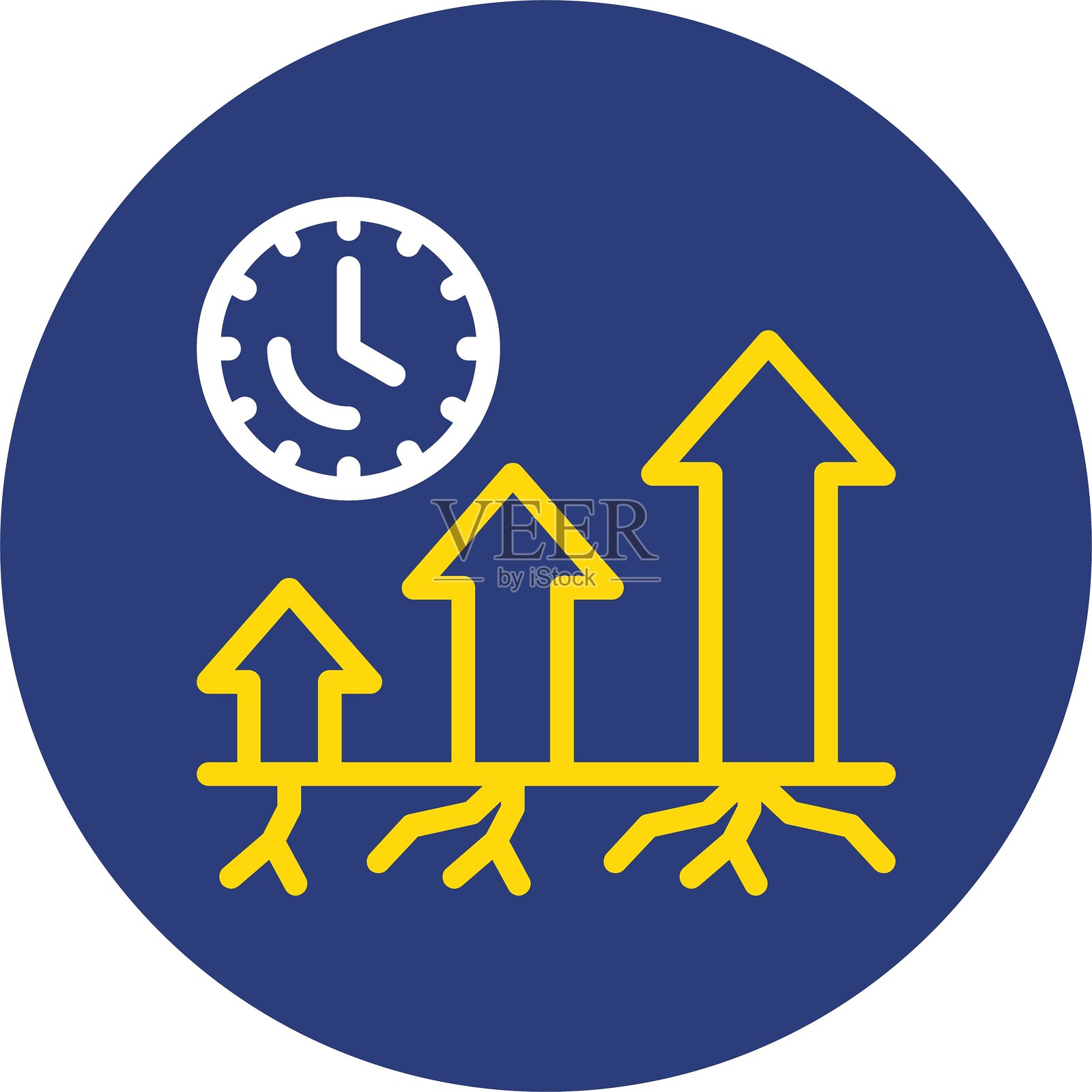 繁荣小径双线圆形图标插画图片素材