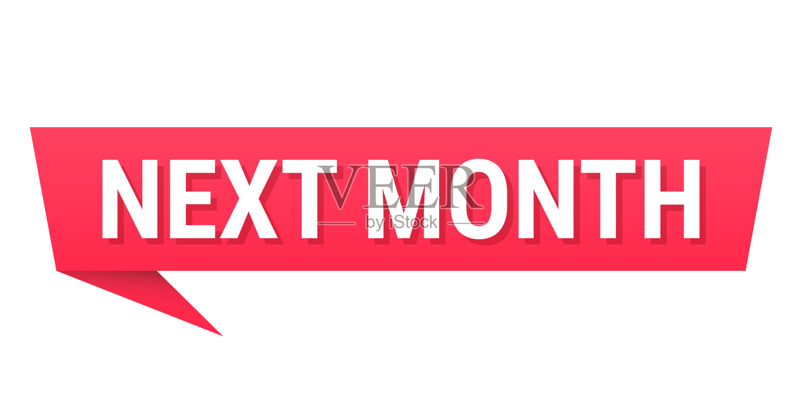 下个月 - 红色对话气泡在空白背景上插画图片素材