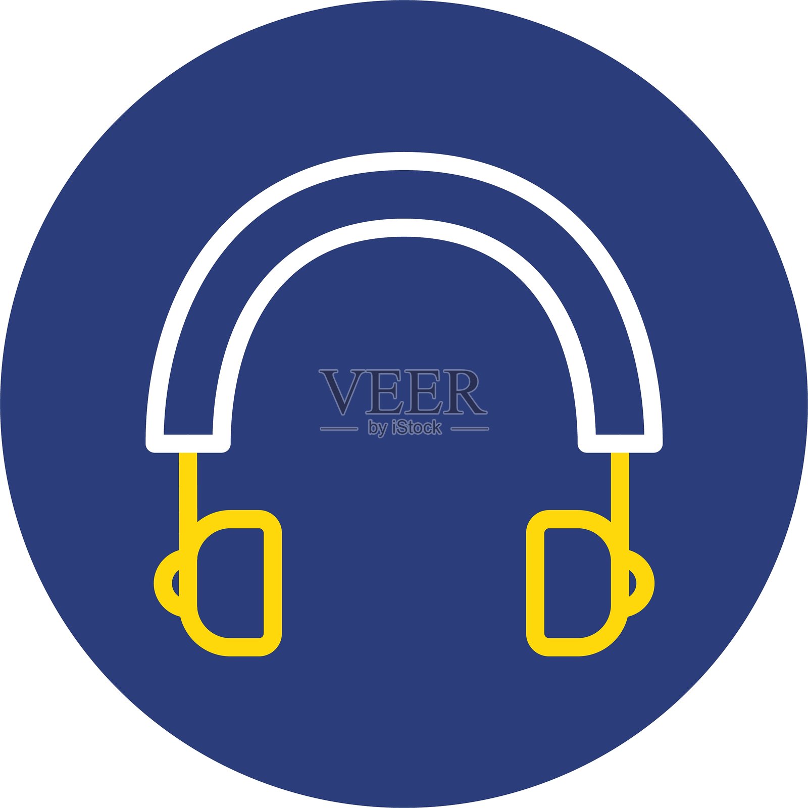 耳机双线圆形图标插画图片素材
