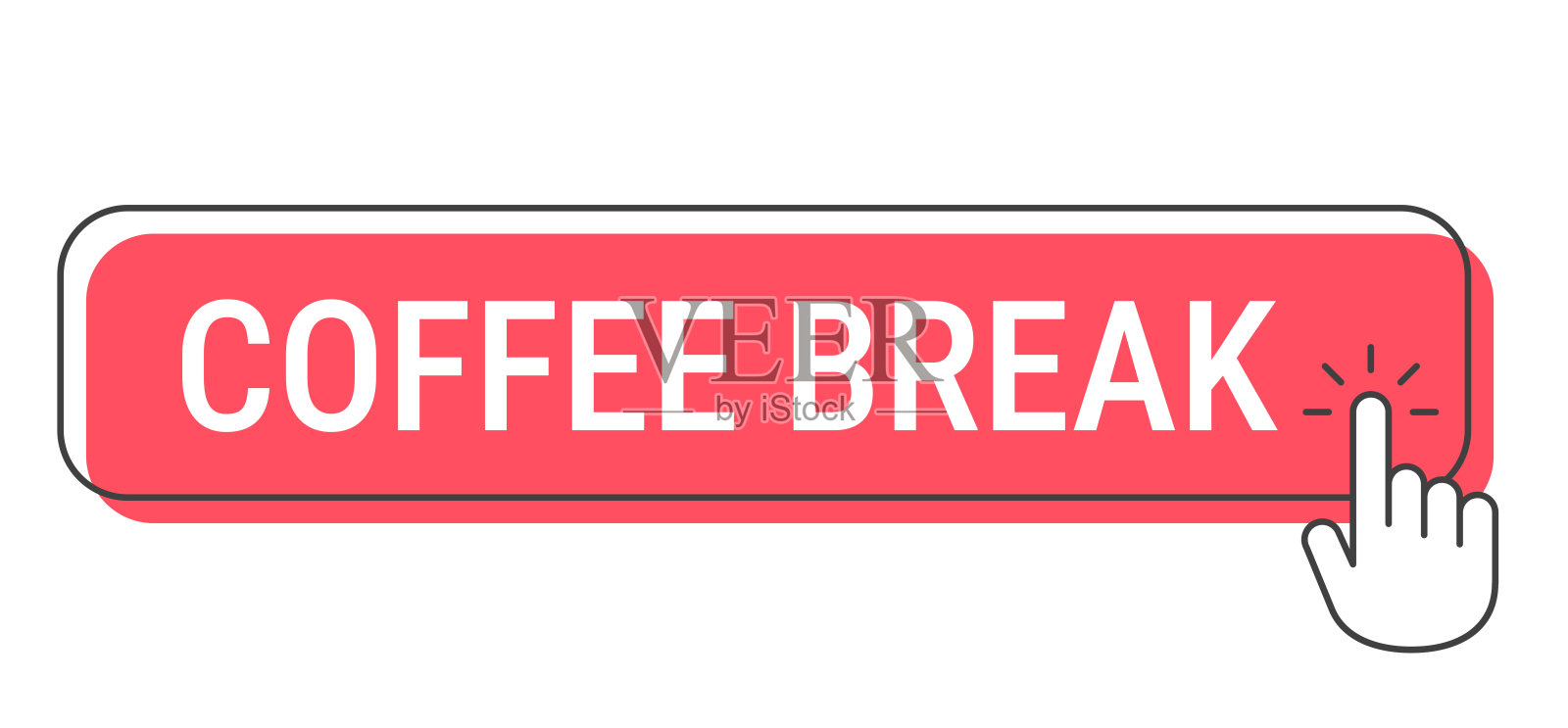 咖啡休息 - 白色背景上手指点击按钮插画图片素材