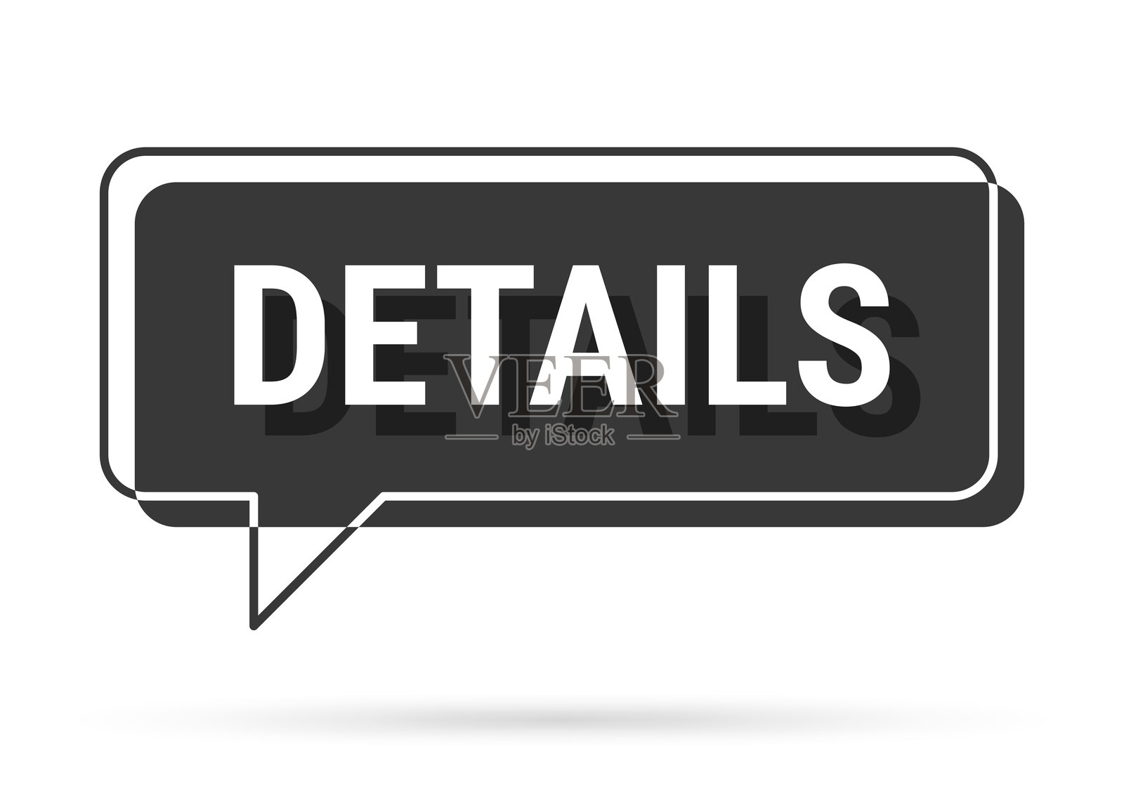 细节 - 白色背景上的3D黑色对话气泡插画图片素材