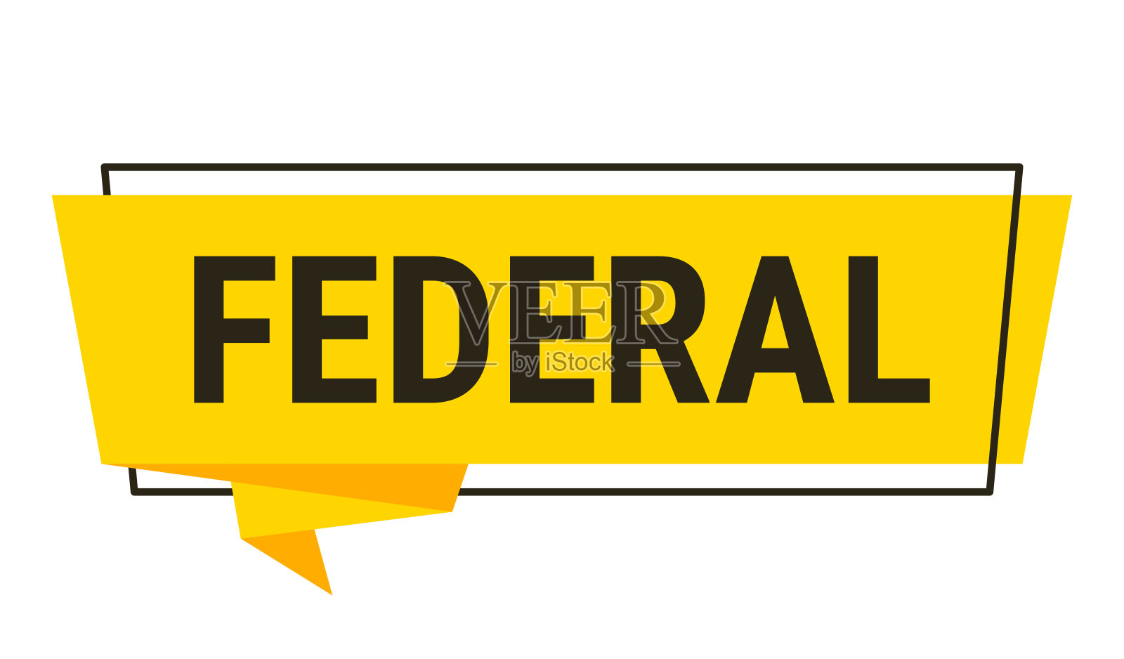 联邦 - 白色背景上的黄色对话气泡插画图片素材