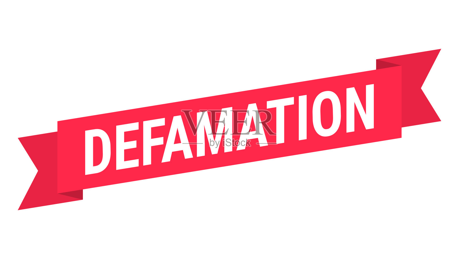 诽谤 - 白色背景上的红色横幅插画图片素材