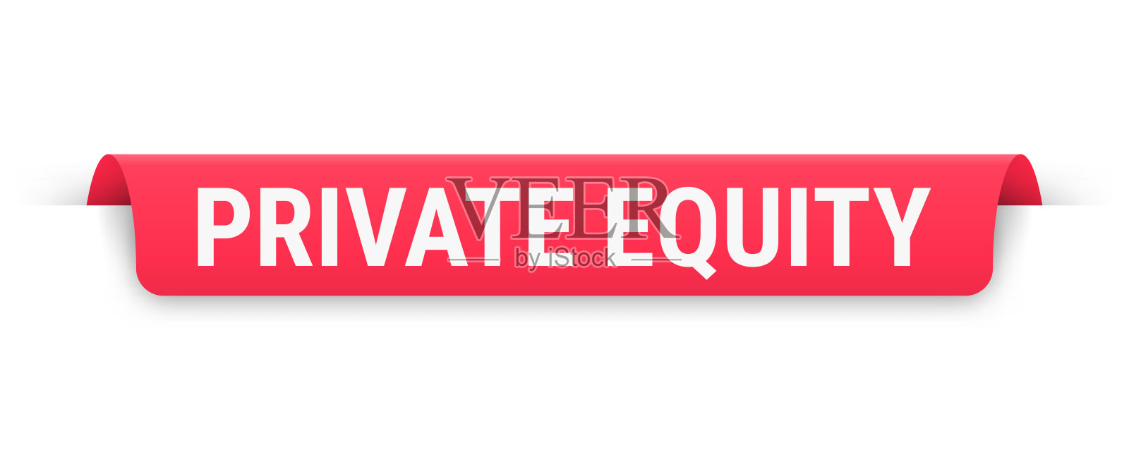 私募股权 - 红色横幅、书签、丝带、标签在白色背景上插画图片素材