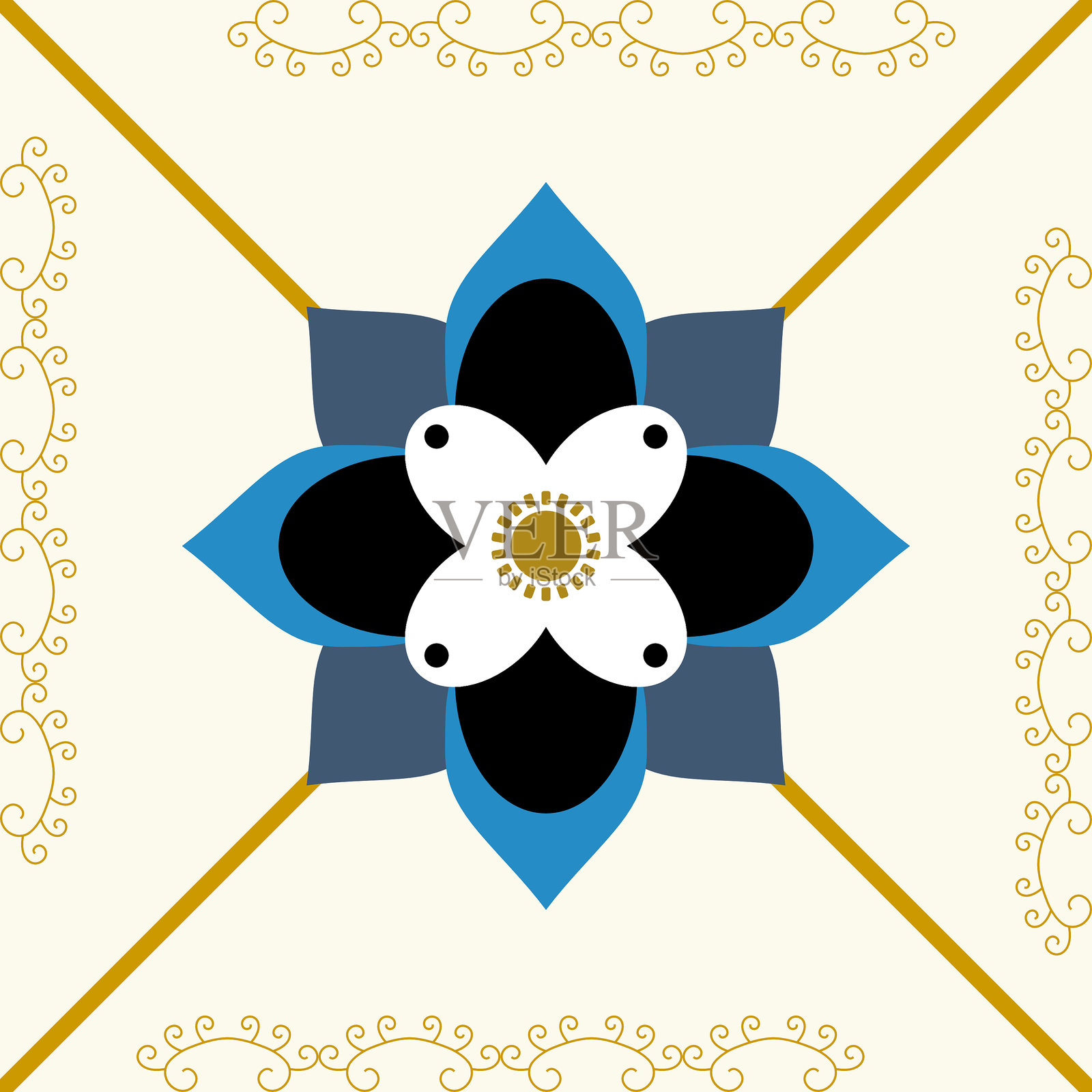 几何花卉图案插画图片素材