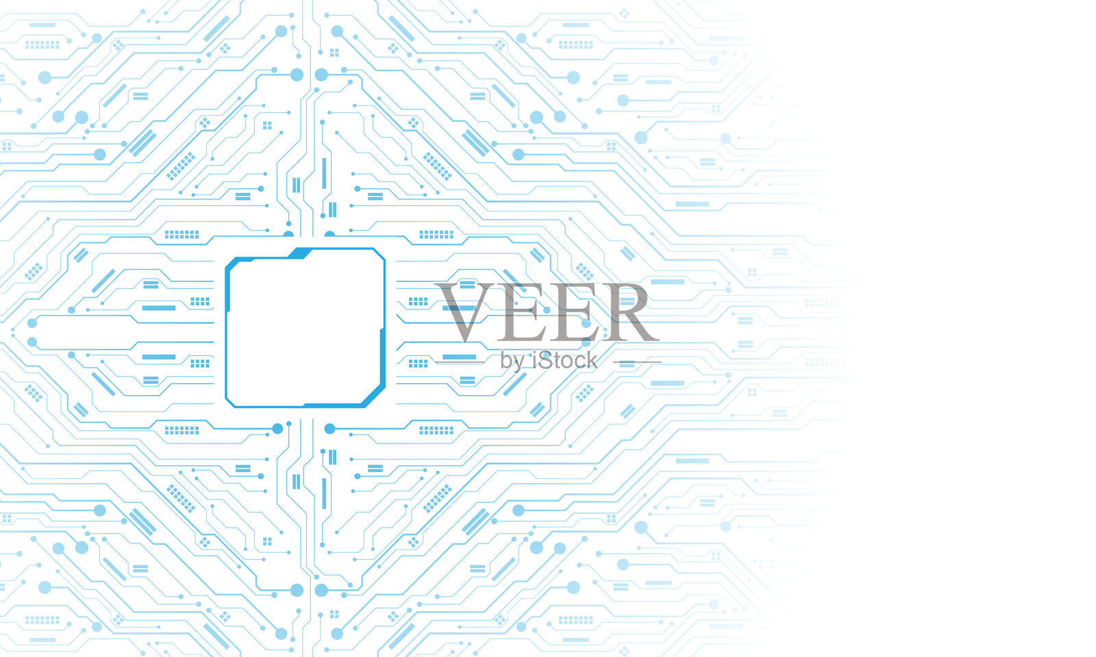 抽象蓝色电路板技术连接线电子元件计算机主板芯片处理器半导体数字白色背景矢量图插画图片素材