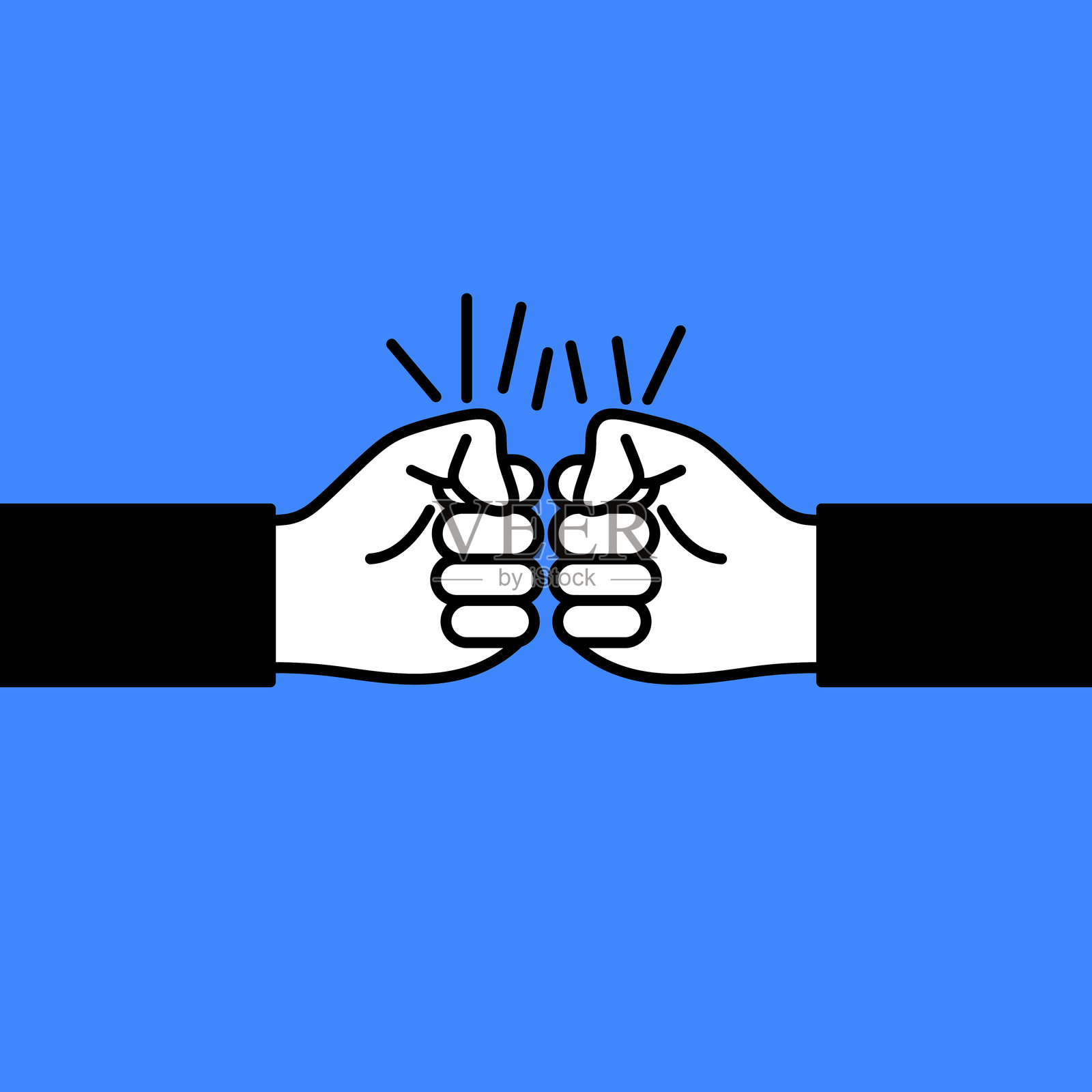 两个拳头相撞，象征着团结与一致插画图片素材