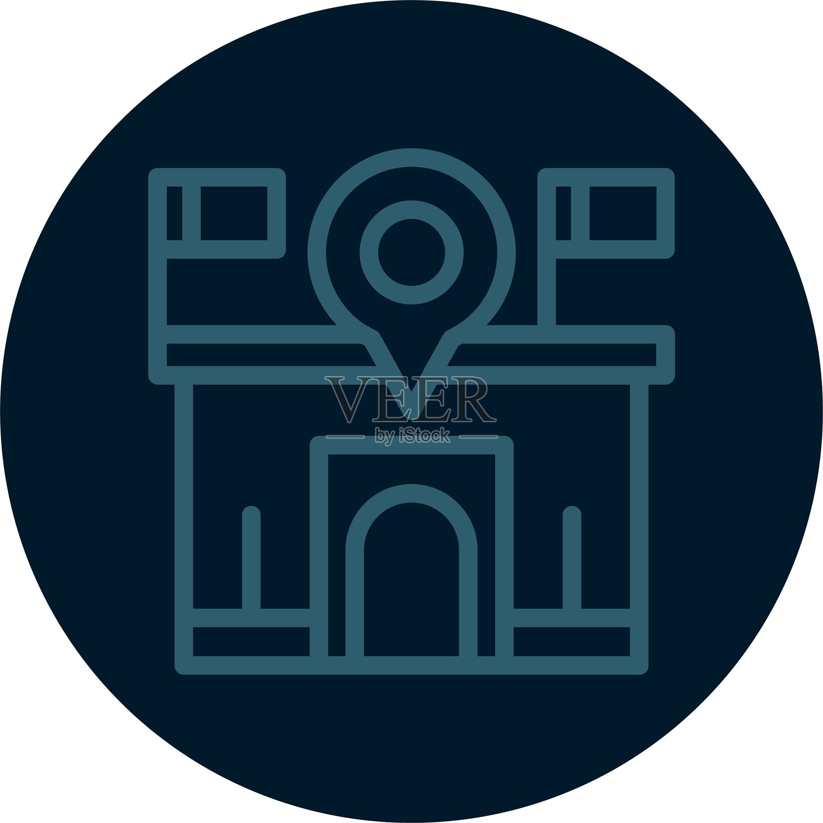 体育场线条多色图标插画图片素材