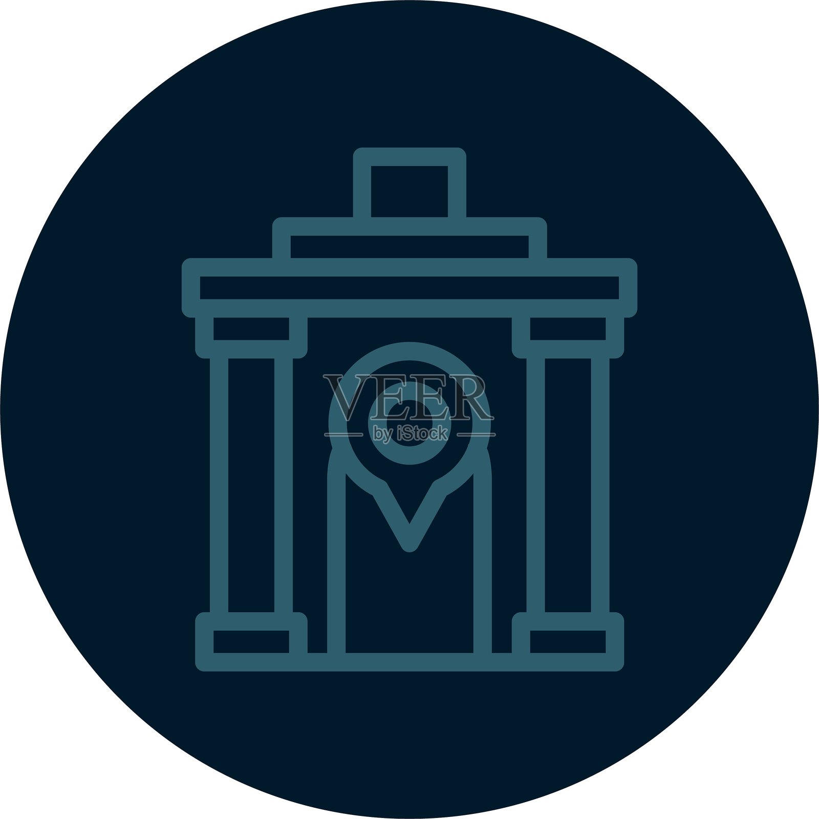 寺庙线条多色图标插画图片素材