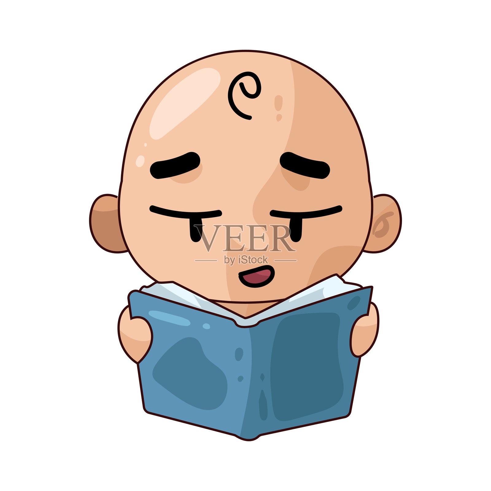 婴儿在阅读插画图片素材