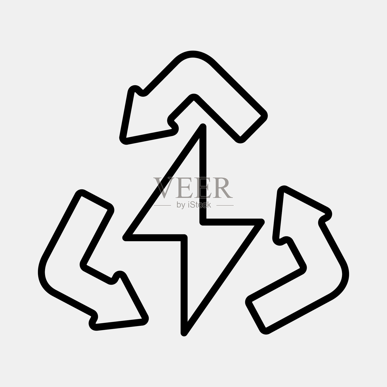 清洁能源图标。可再生能源元素。线条风格图标。插画图片素材