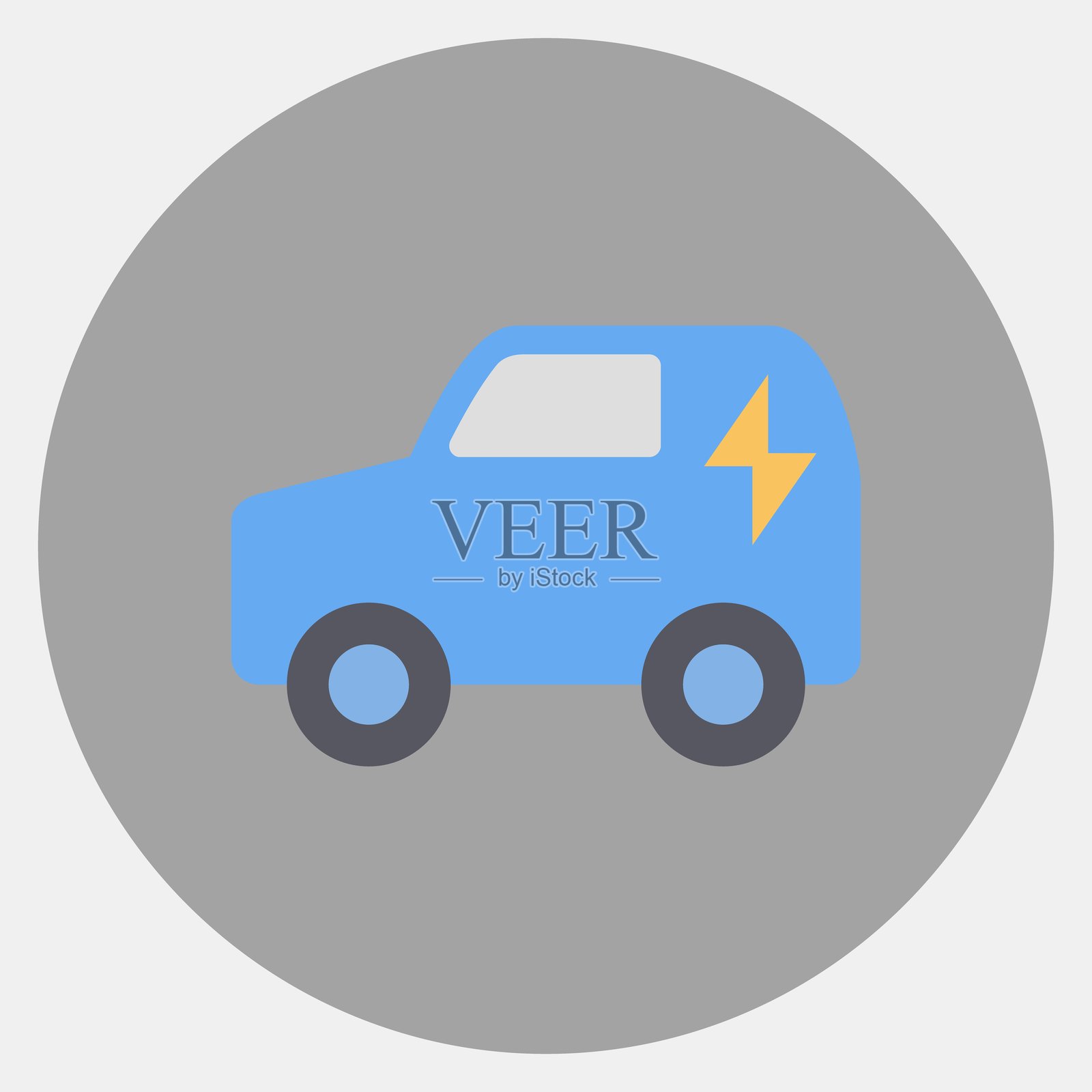 电动汽车图标。可再生能源元素。彩色哑光风格图标。插画图片素材