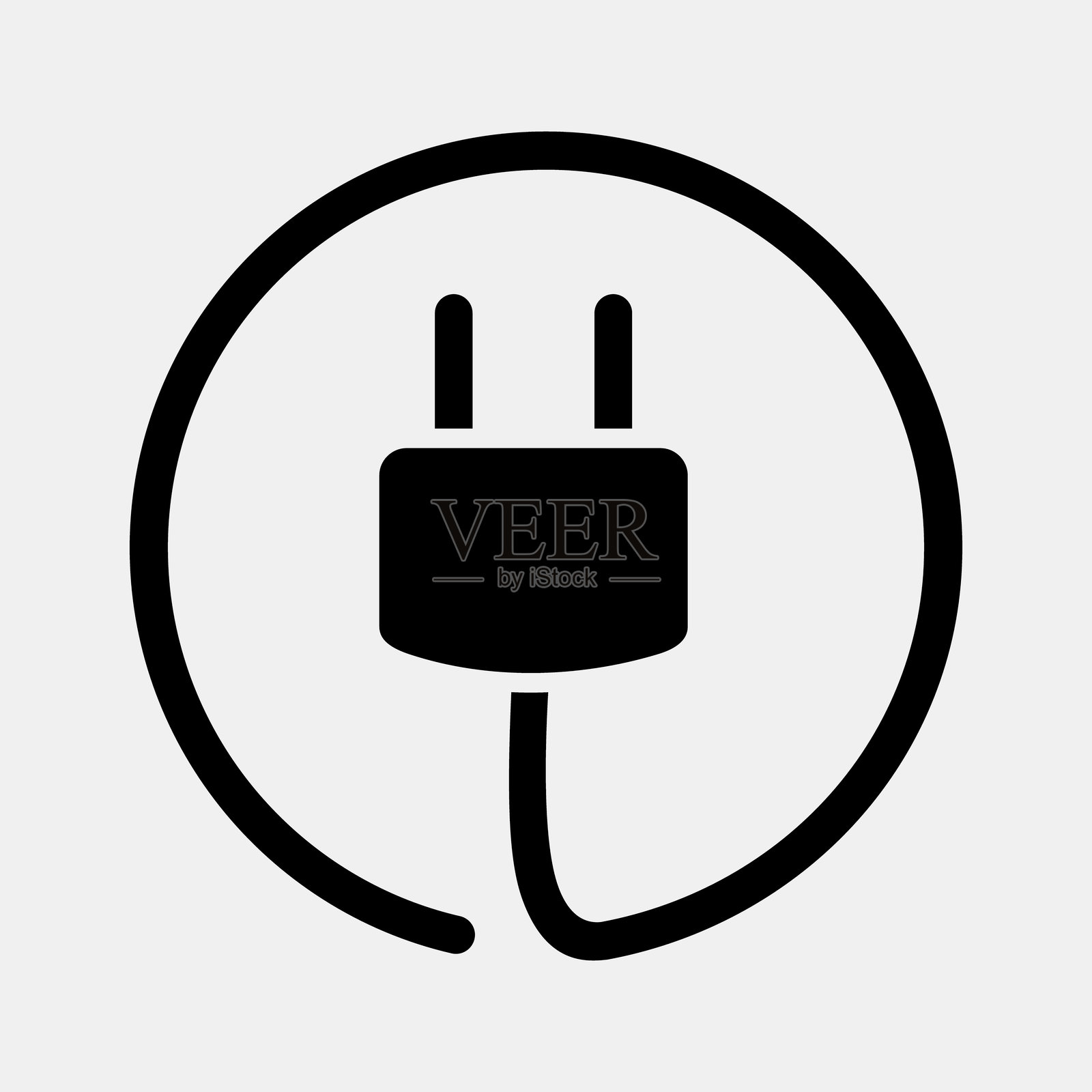 电源插头图标。可再生能源元素。图标采用图形风格。插画图片素材