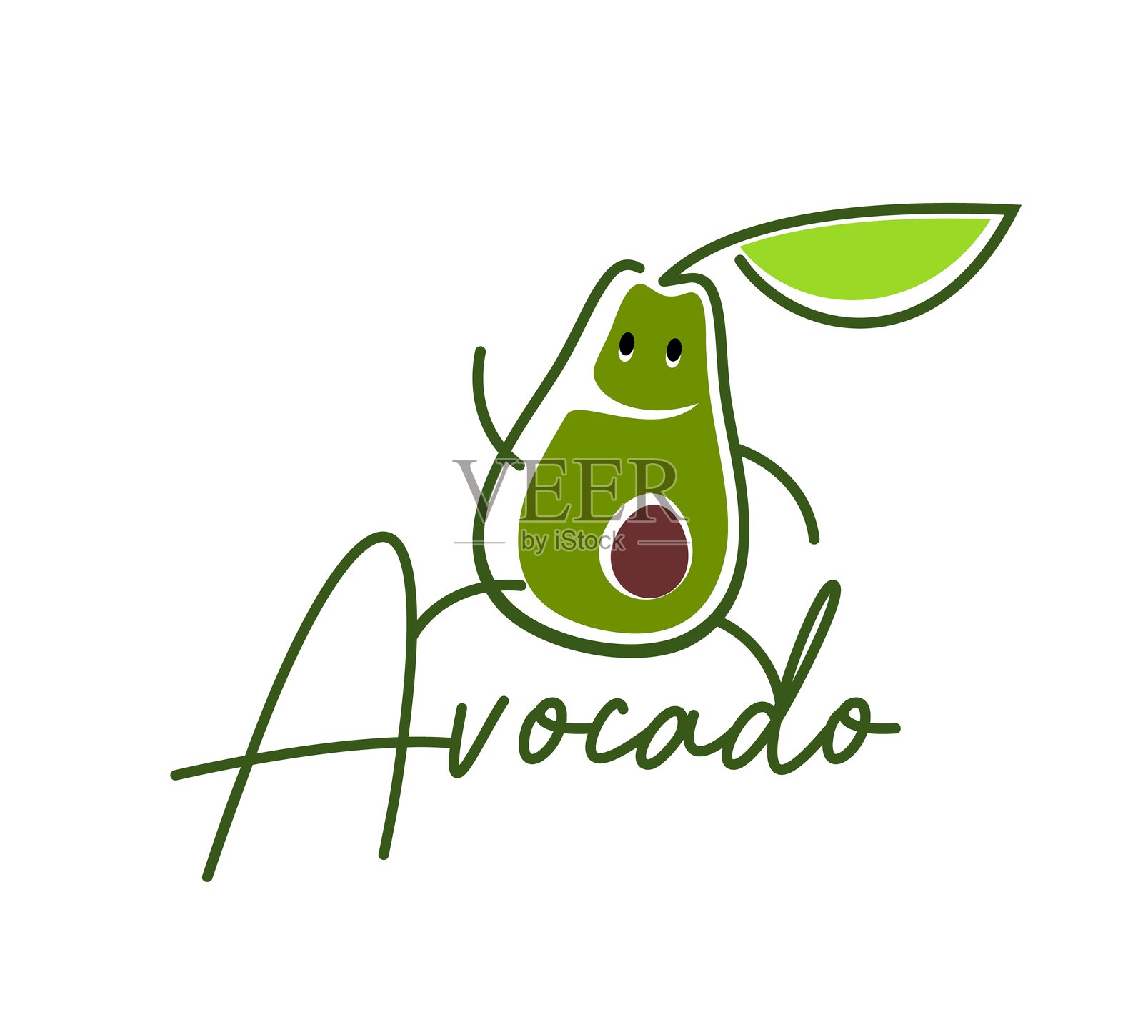 鳄梨水果图标，健康食品矢量标志插画图片素材