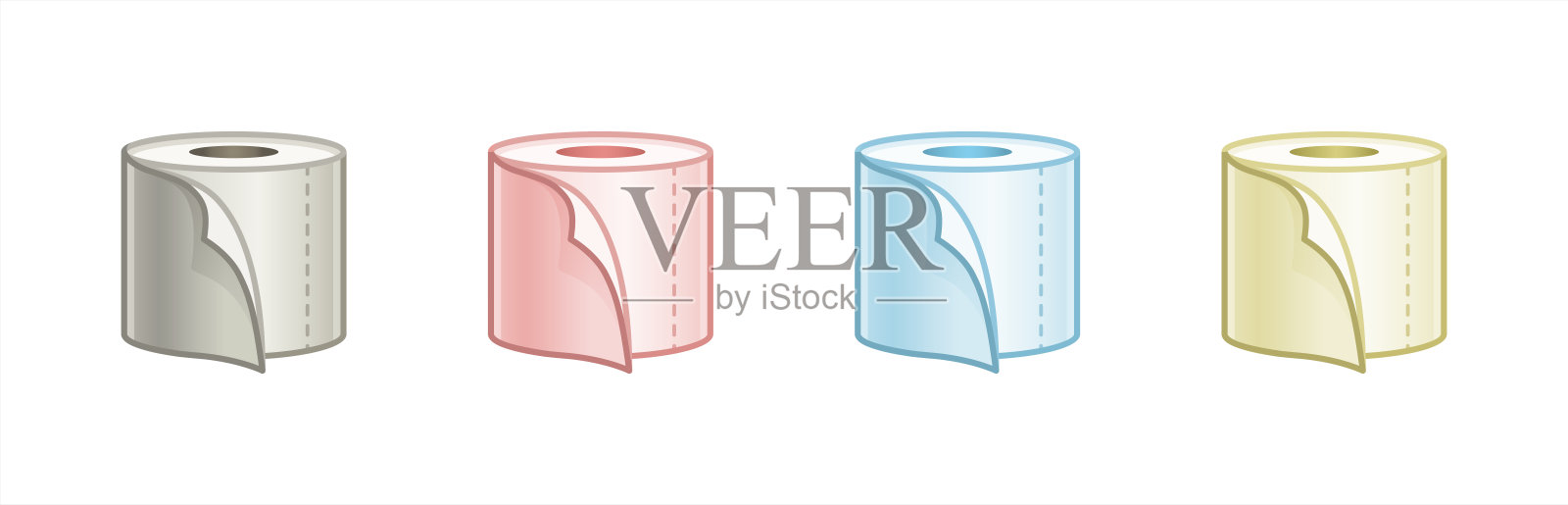 平面风格的卷纸巾套装。矢量插图 10 eps。插画图片素材