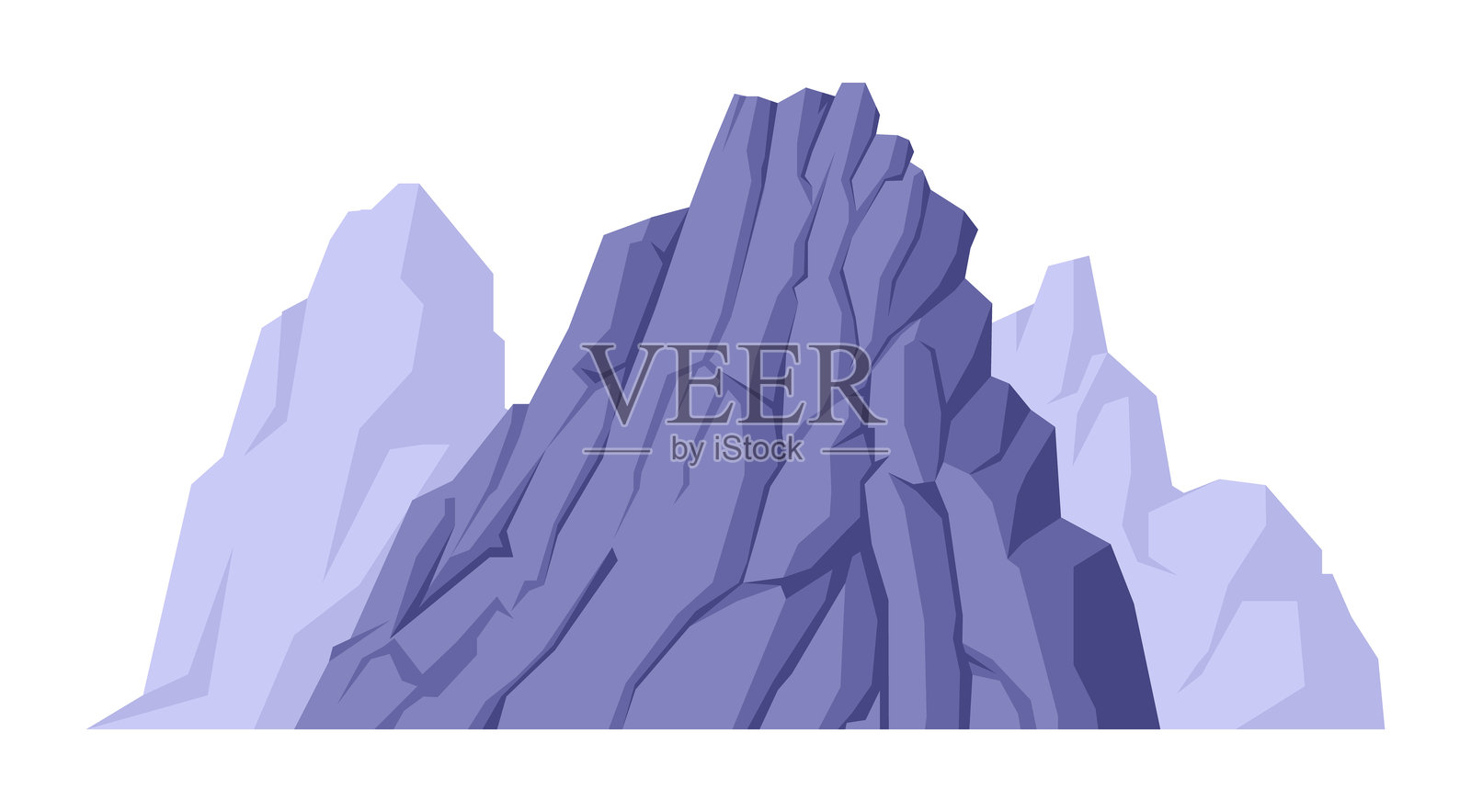 卡通山脉。岩石山，户外徒步旅行，自然风景山峰平面矢量插图。白色背景上的山。插画图片素材