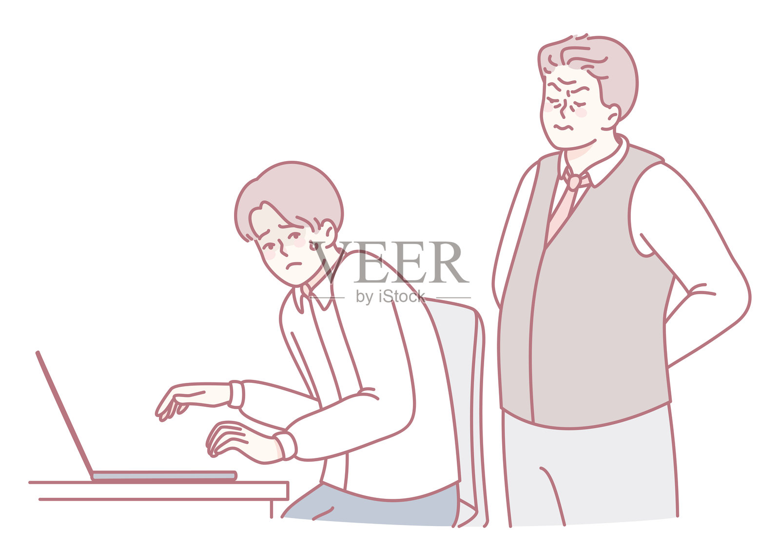 专业工作环境中同事之间的互动与合作插画图片素材