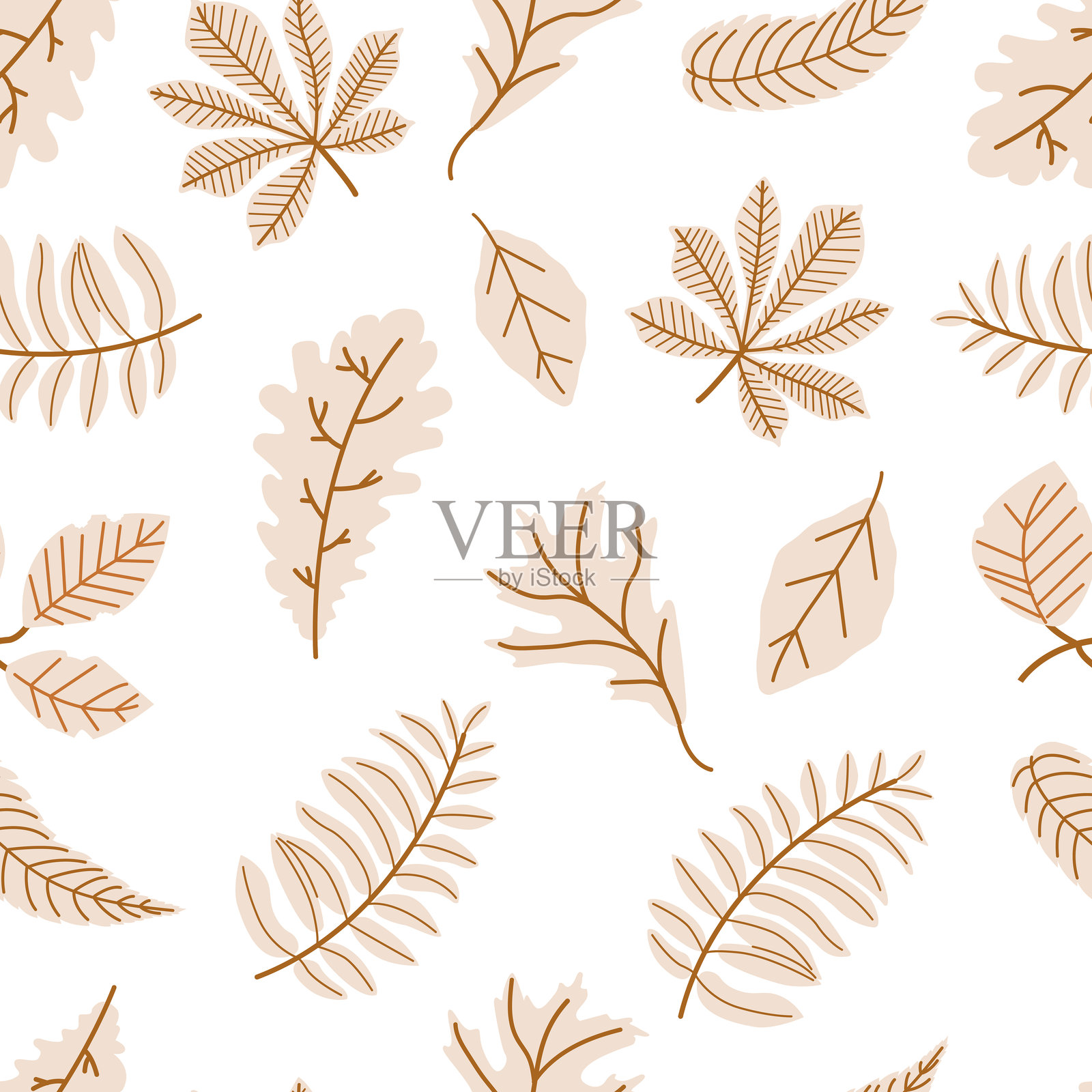 米色秋叶的无缝图案。插画图片素材