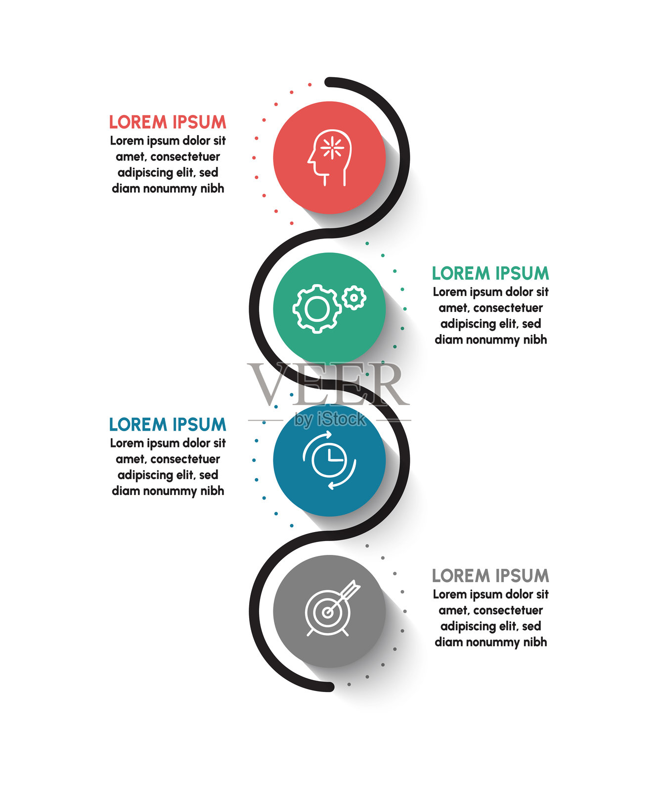 商业数据可视化。为抽象背景模板设计的时间线信息图标插画图片素材