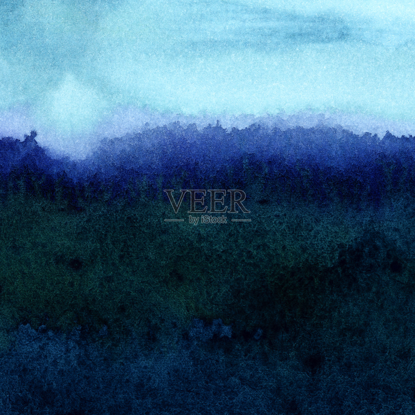 深蓝绿色的水彩风景画照片摄影图片