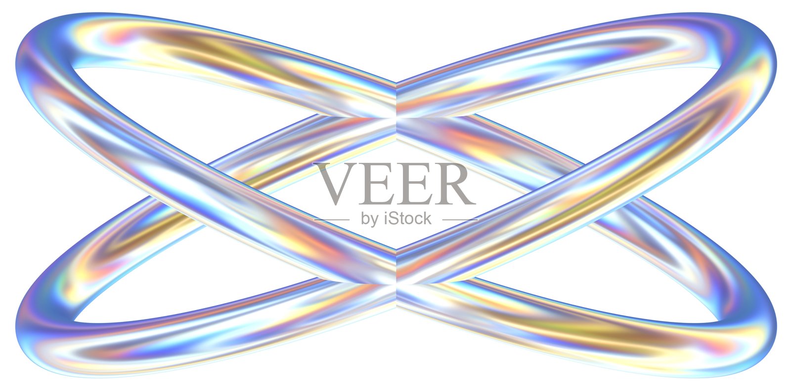 带有铬效果的3D抽象形状插图中的环形照片摄影图片