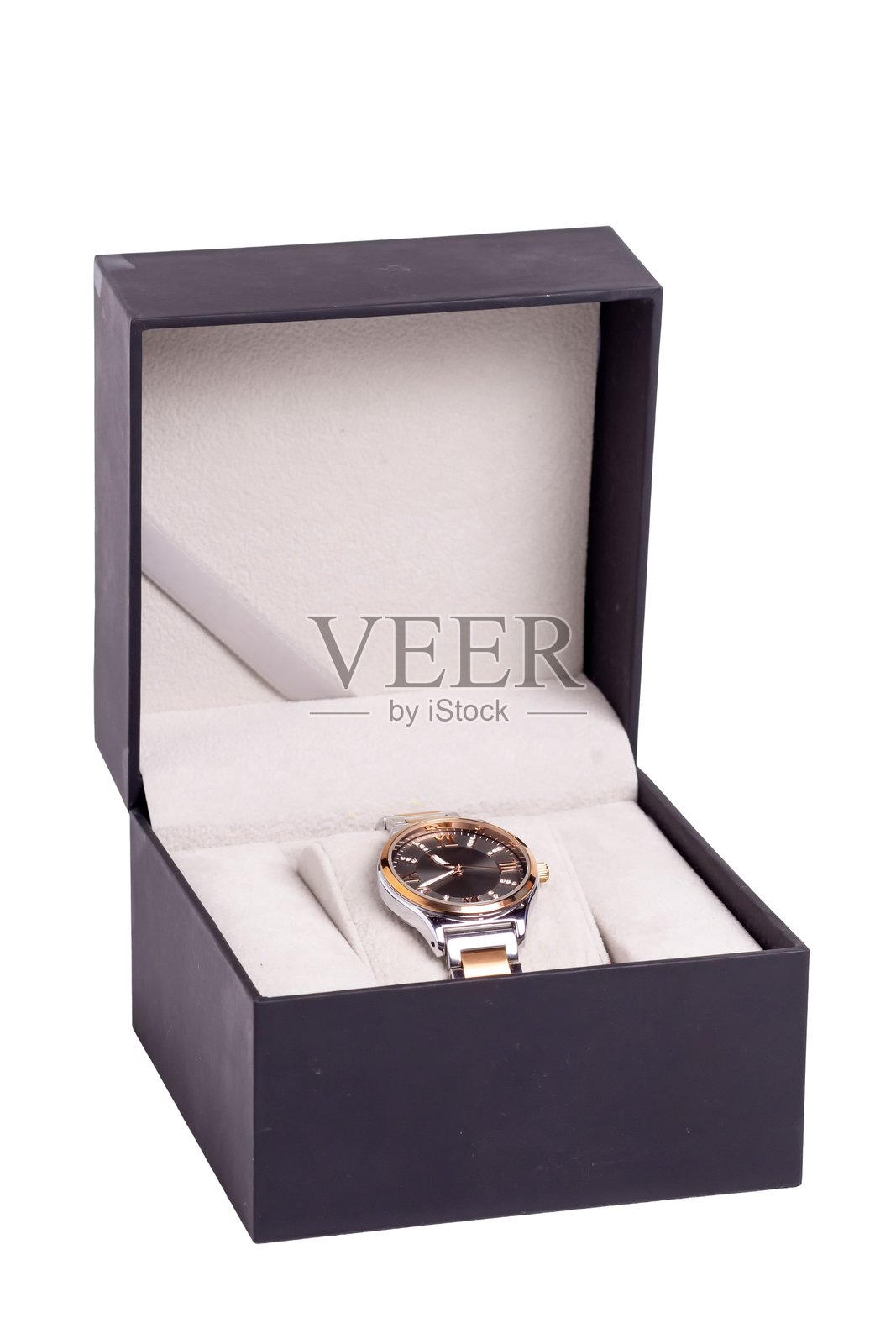 白色背景上的手表盒照片摄影图片