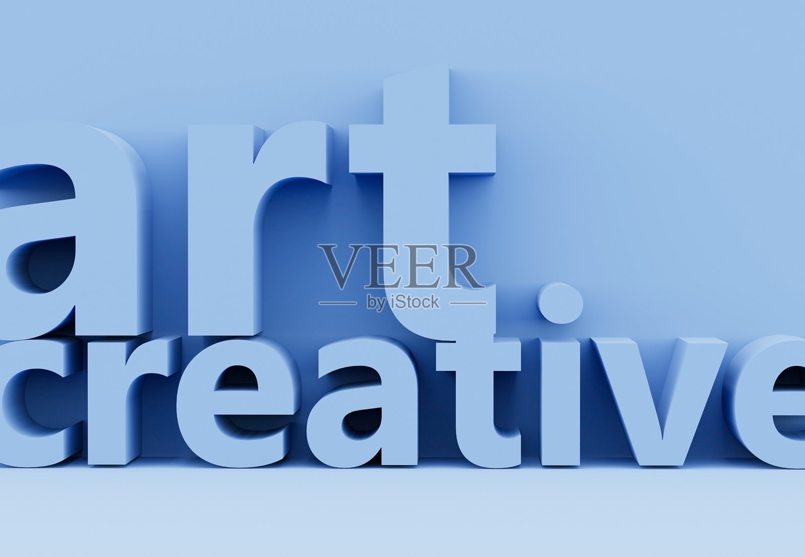 浅蓝色背景上的3D字母艺术创意标志。3D模型商业概念。艺术、科技、商业、创造力、现代发展概念。照片摄影图片