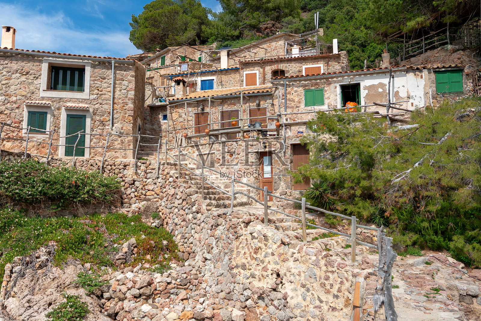 马约卡岛巴利阿里群岛的小渔村S'Estaca照片摄影图片