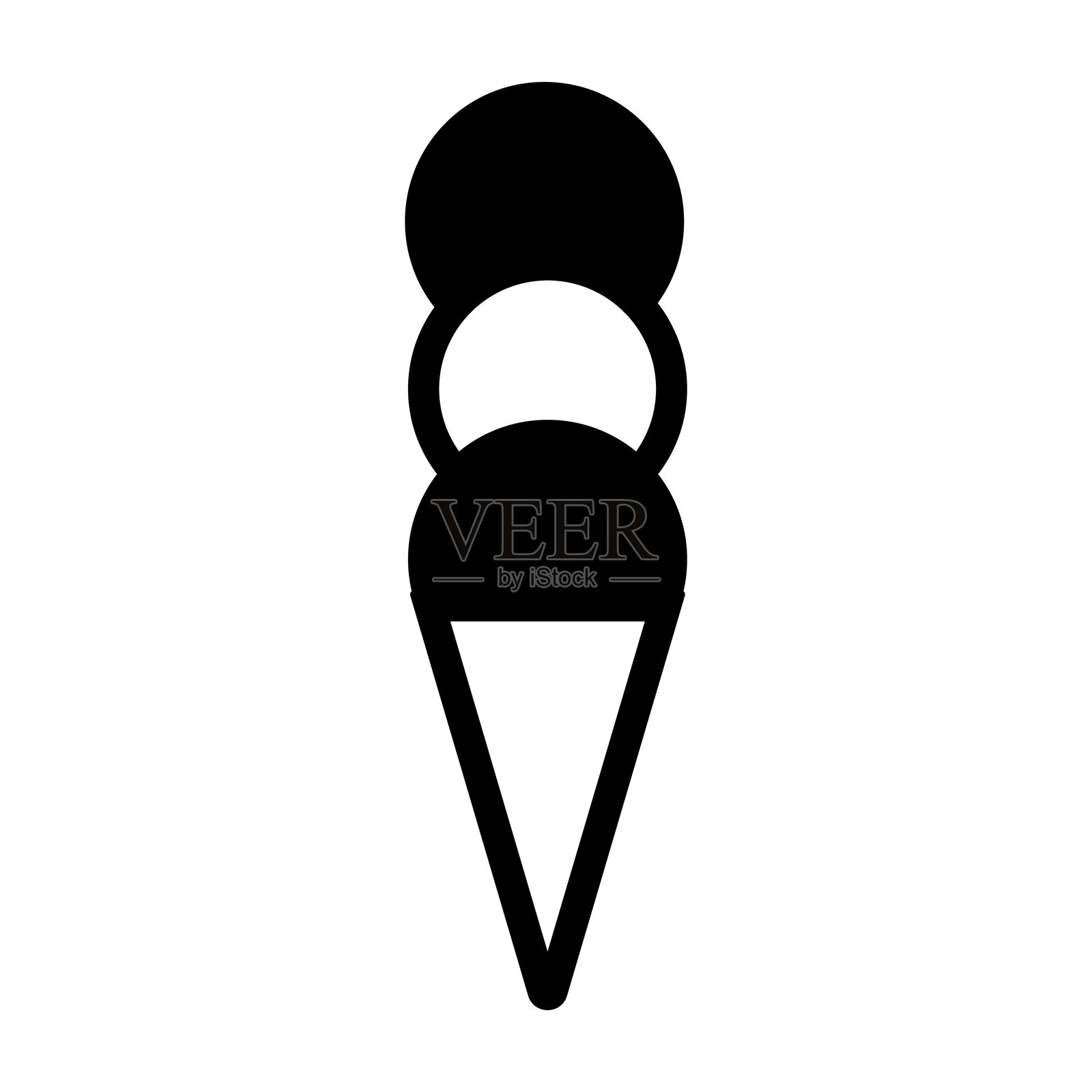 简单的三球冰淇淋甜筒图标插画图片素材