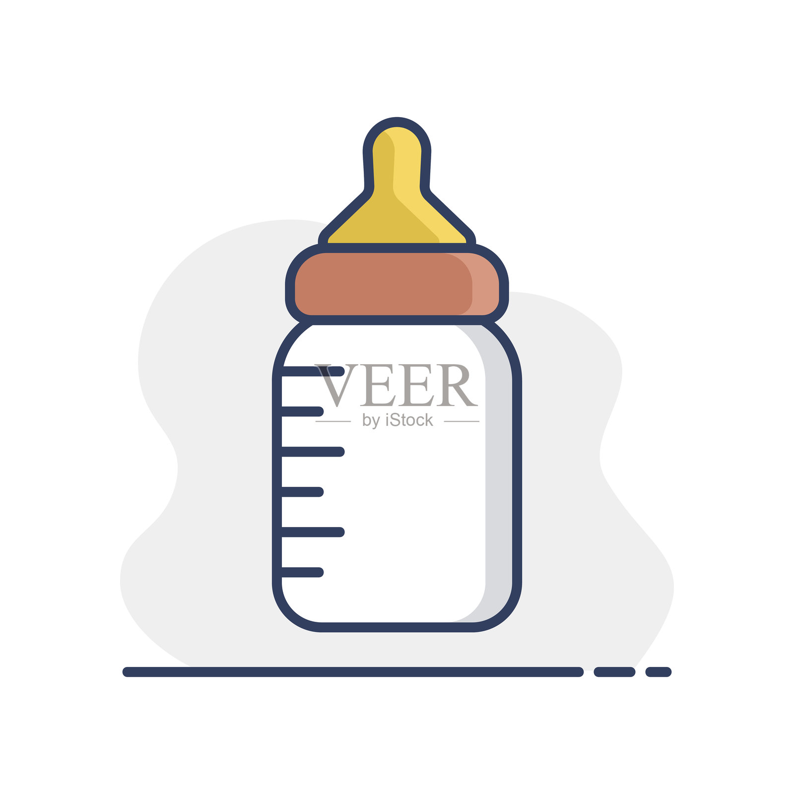 婴儿喂奶瓶矢量图标，独立设计插画图片素材