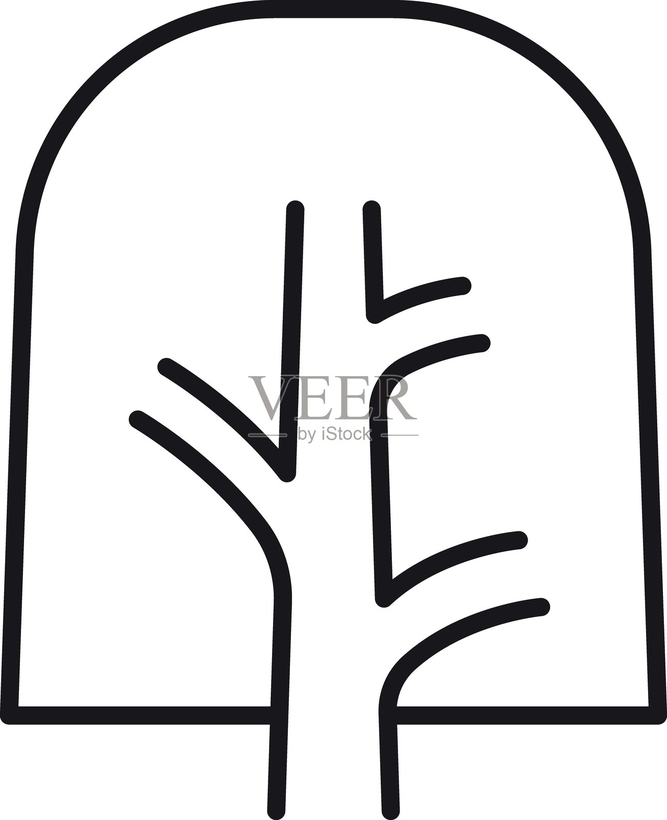 抽象树形设计，位于圆形框架内，采用细线风格。插画图片素材