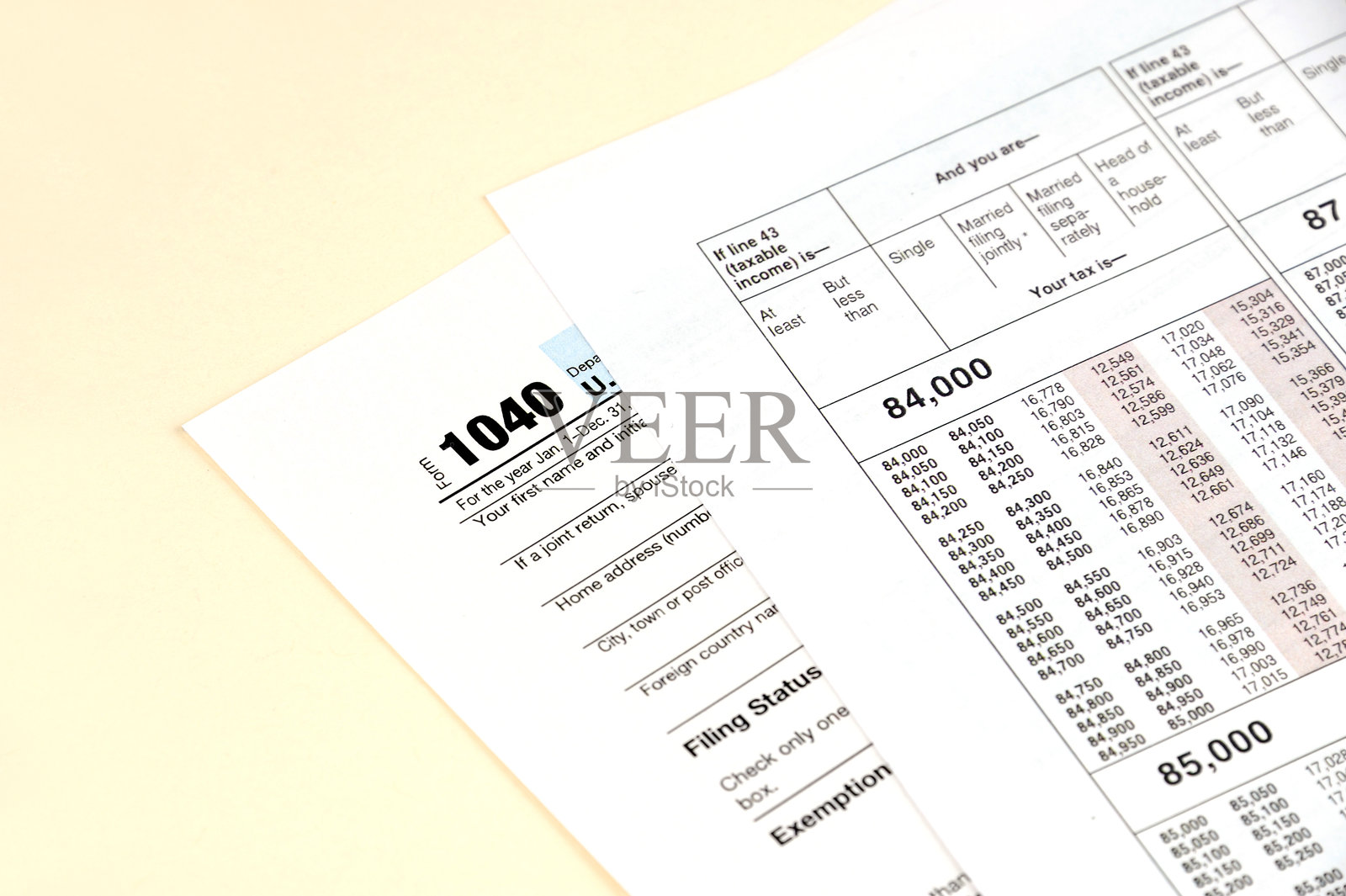 1040税表的特写镜头照片摄影图片