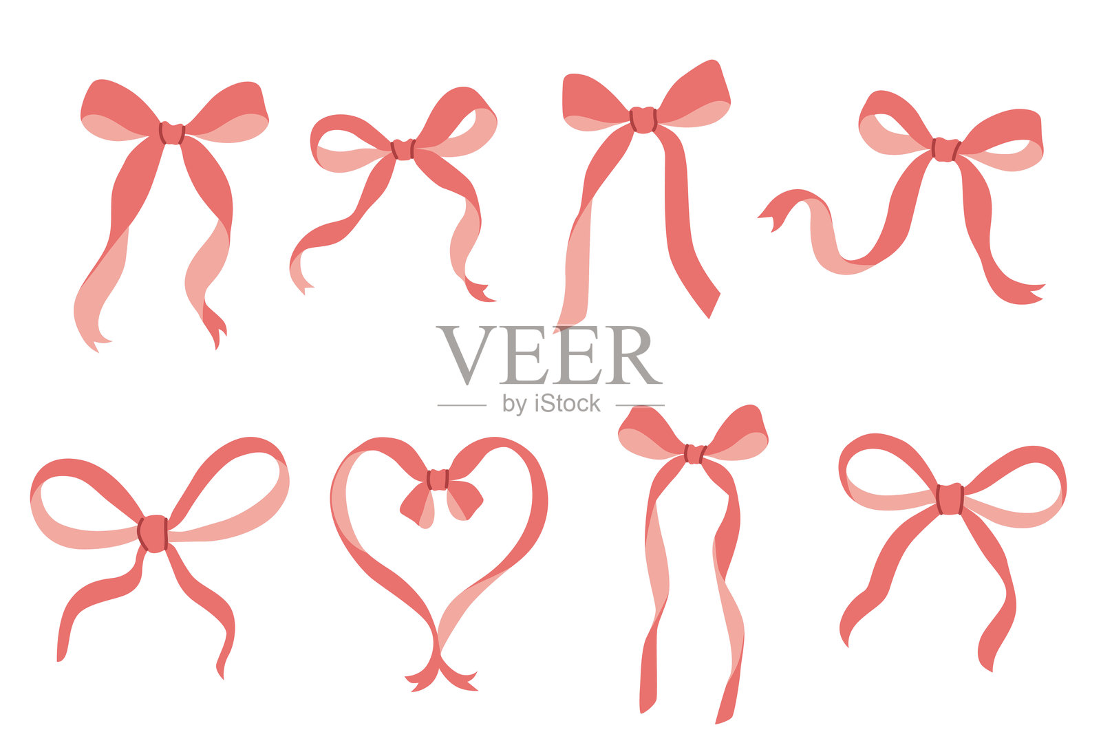 粉色丝带矢量标志，独立于白色背景。插画图片素材