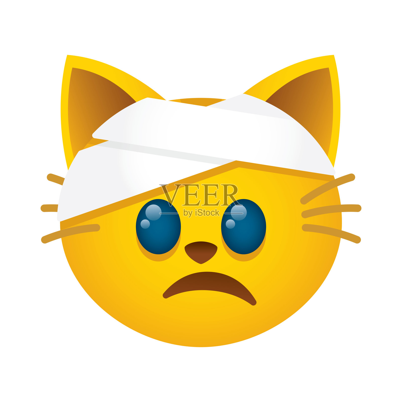 绷带猫表情符号插画图片素材