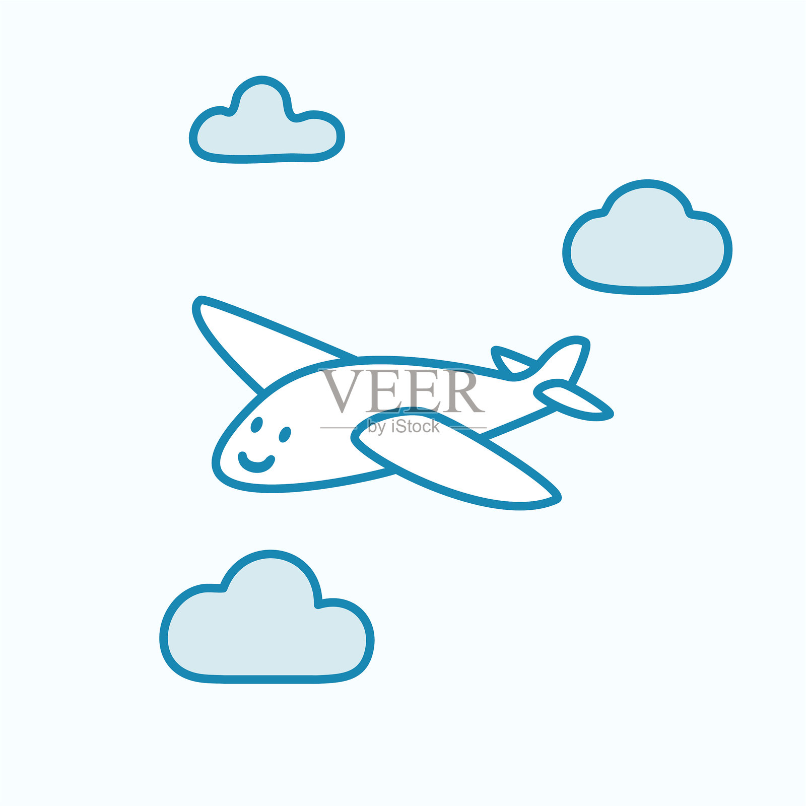 快乐的飞机涂鸦可爱货运角色插画图片素材