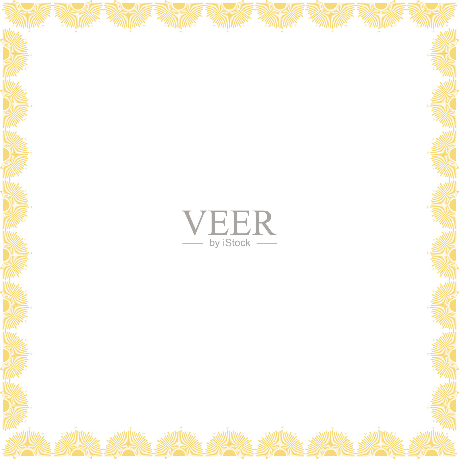 夏季日出框架。阳光明媚的早晨模板。带有空白区域供您填写文本。插画图片素材