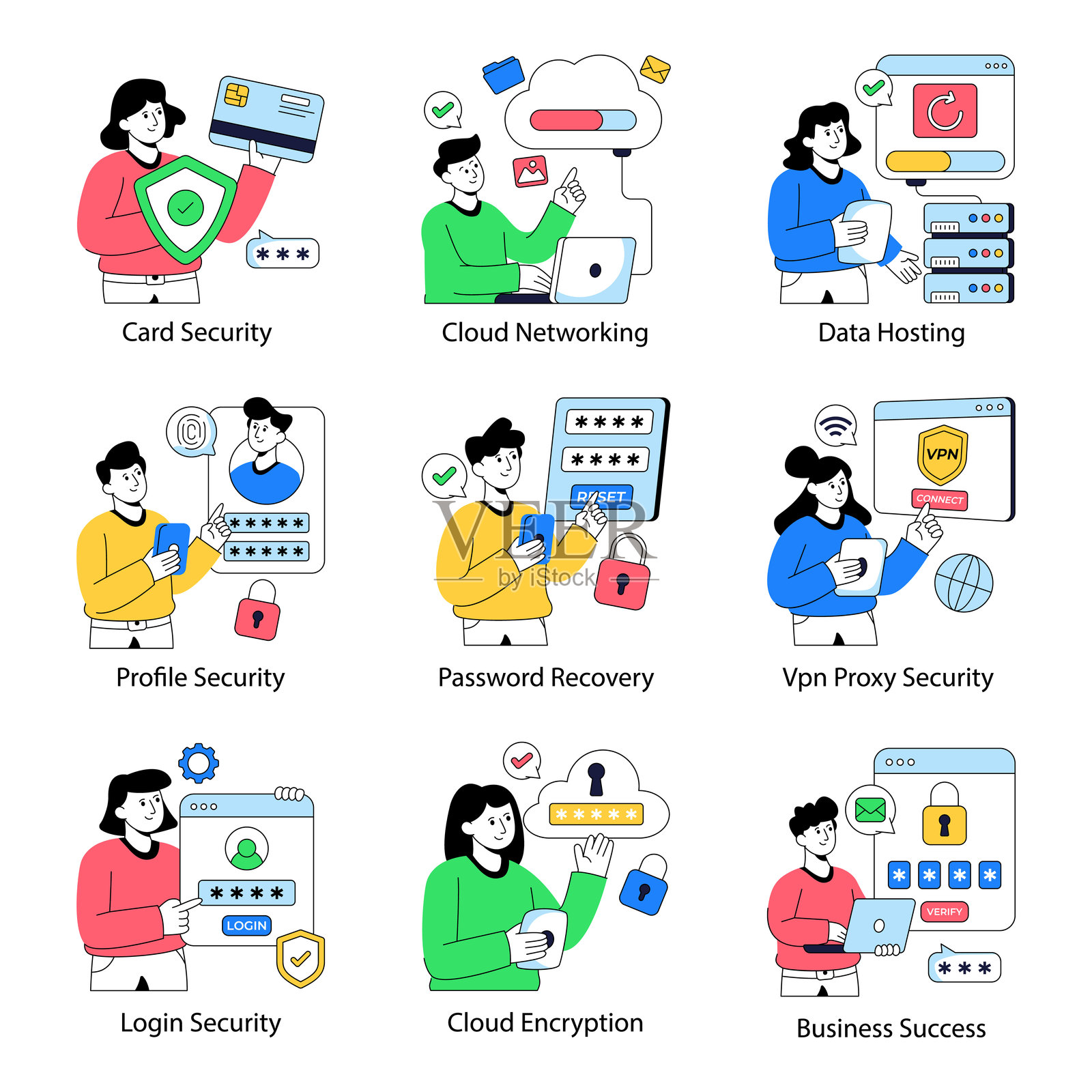 保护主题平面插图集插画图片素材