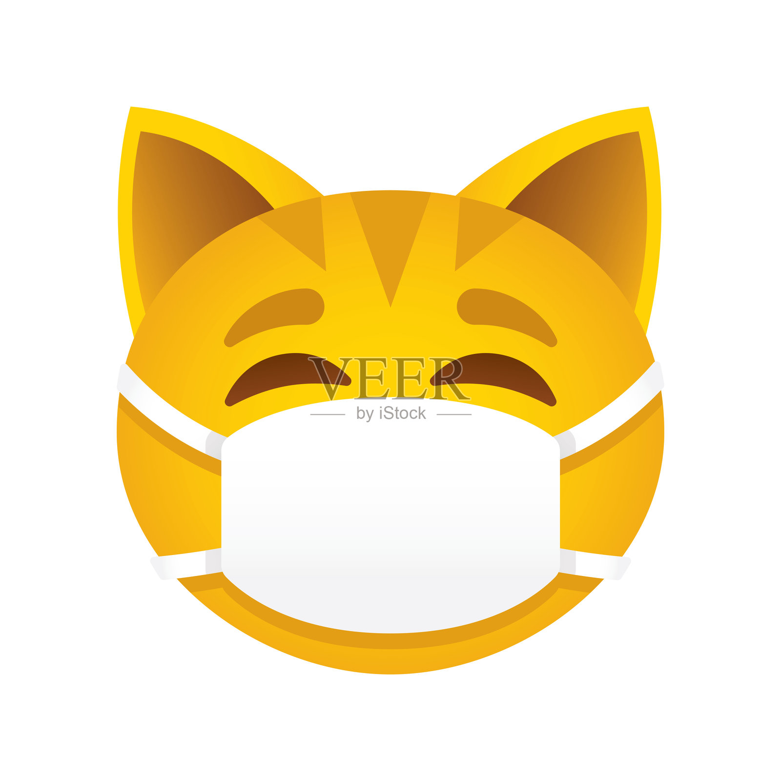 戴面具的猫表情符号插画图片素材