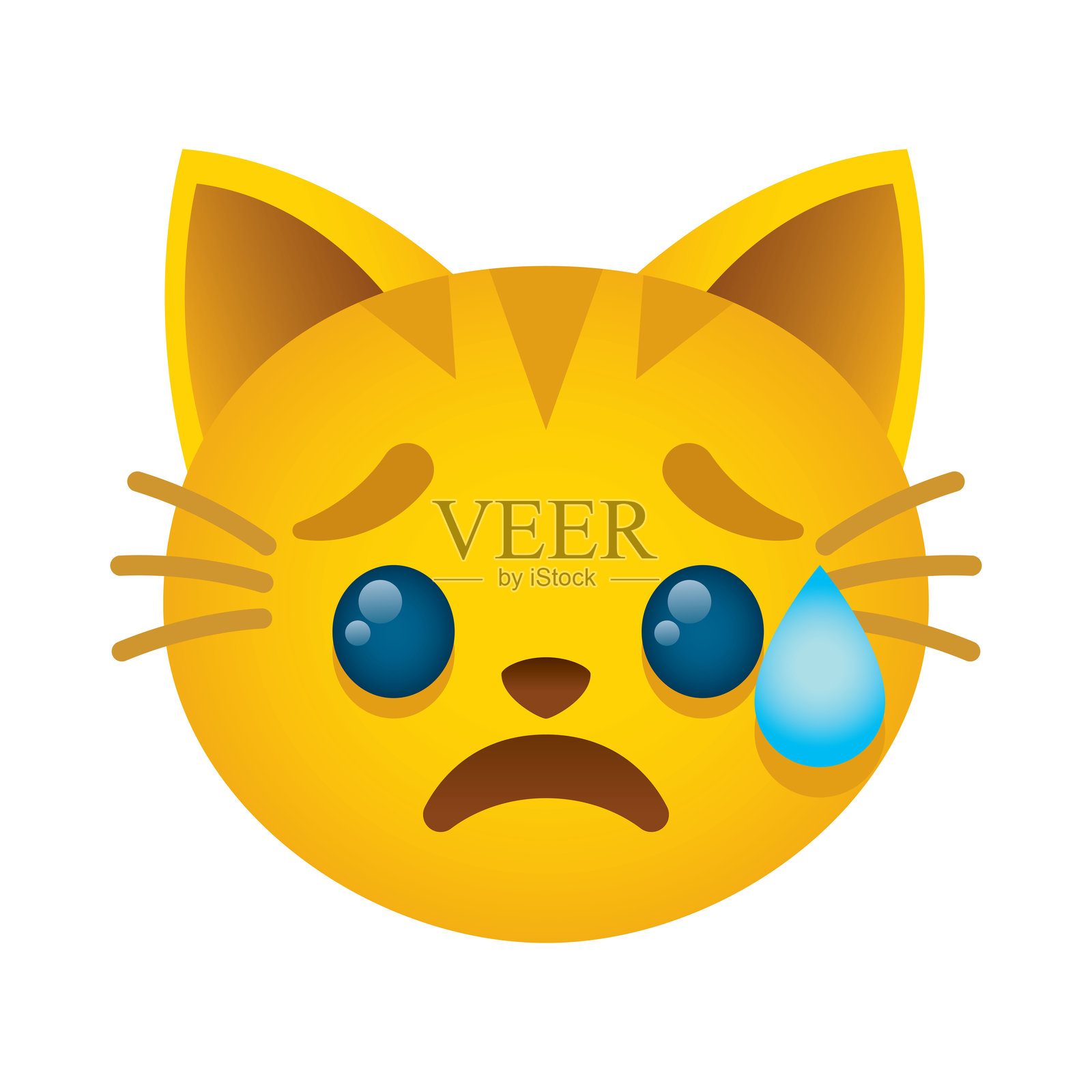 流汗的猫表情符号插画图片素材