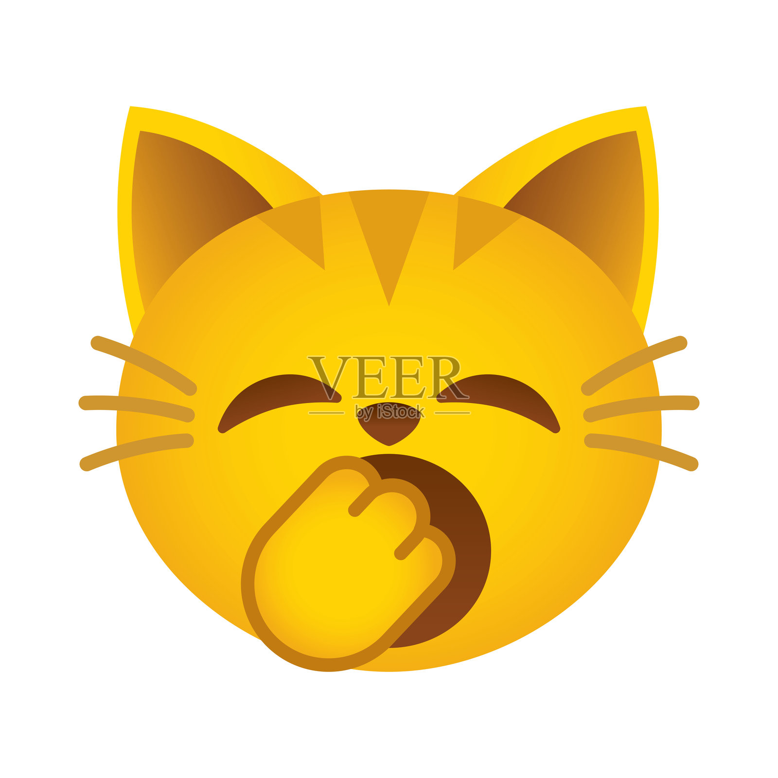 打哈欠的猫表情符号插画图片素材