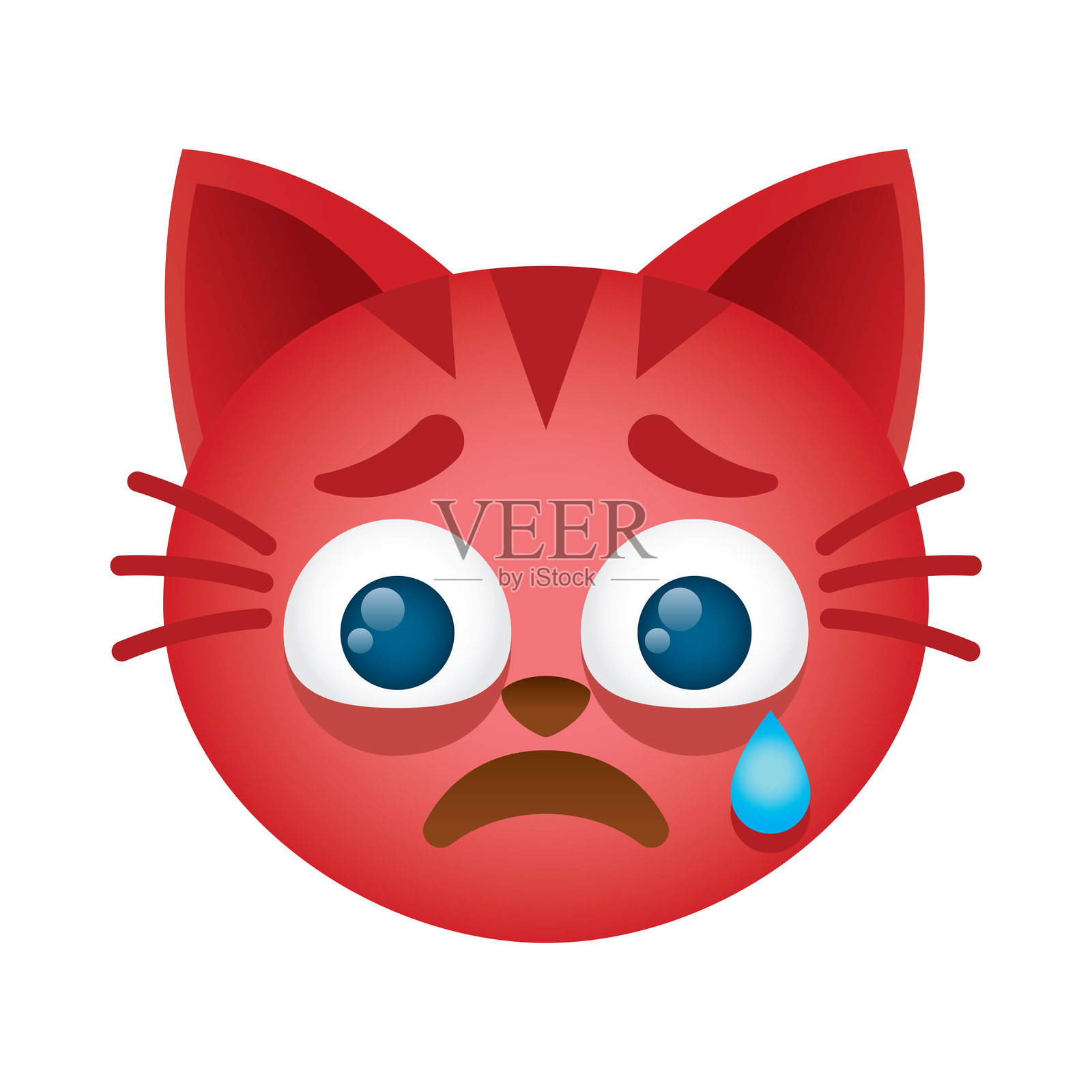 流汗的猫表情符号插画图片素材